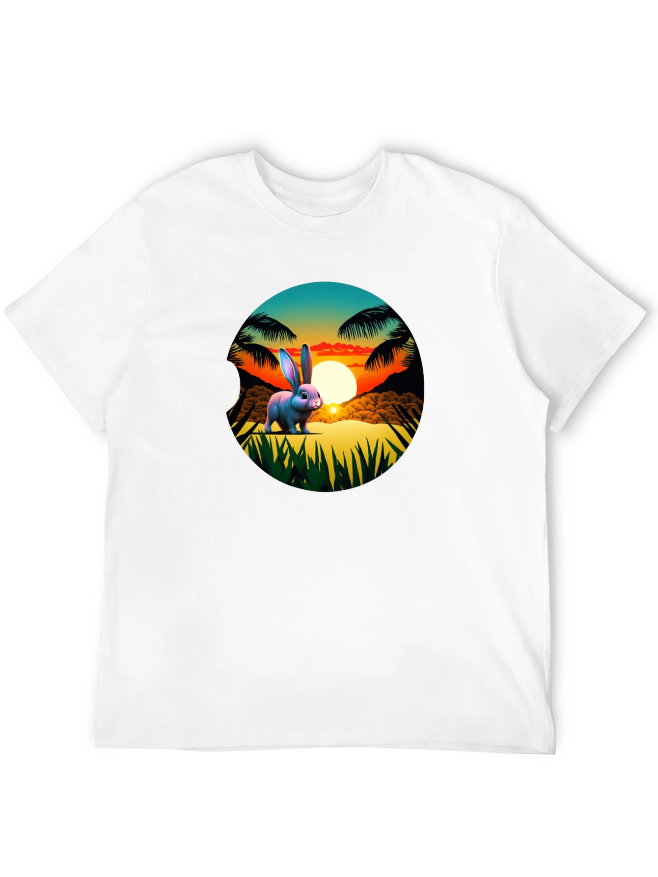 Black Tropical Bunny Sunset Graphic Tee view 12