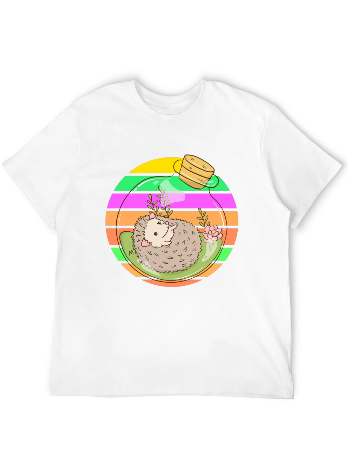 Black Hedgehog Terrarium Graphic Tee - Novelty T-Shirt view 12