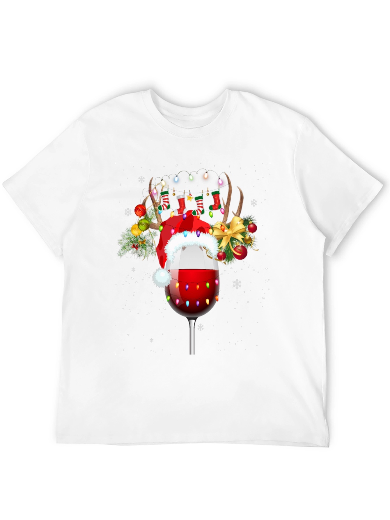 Black Festive Wine Glass Christmas T-Shirt view 12