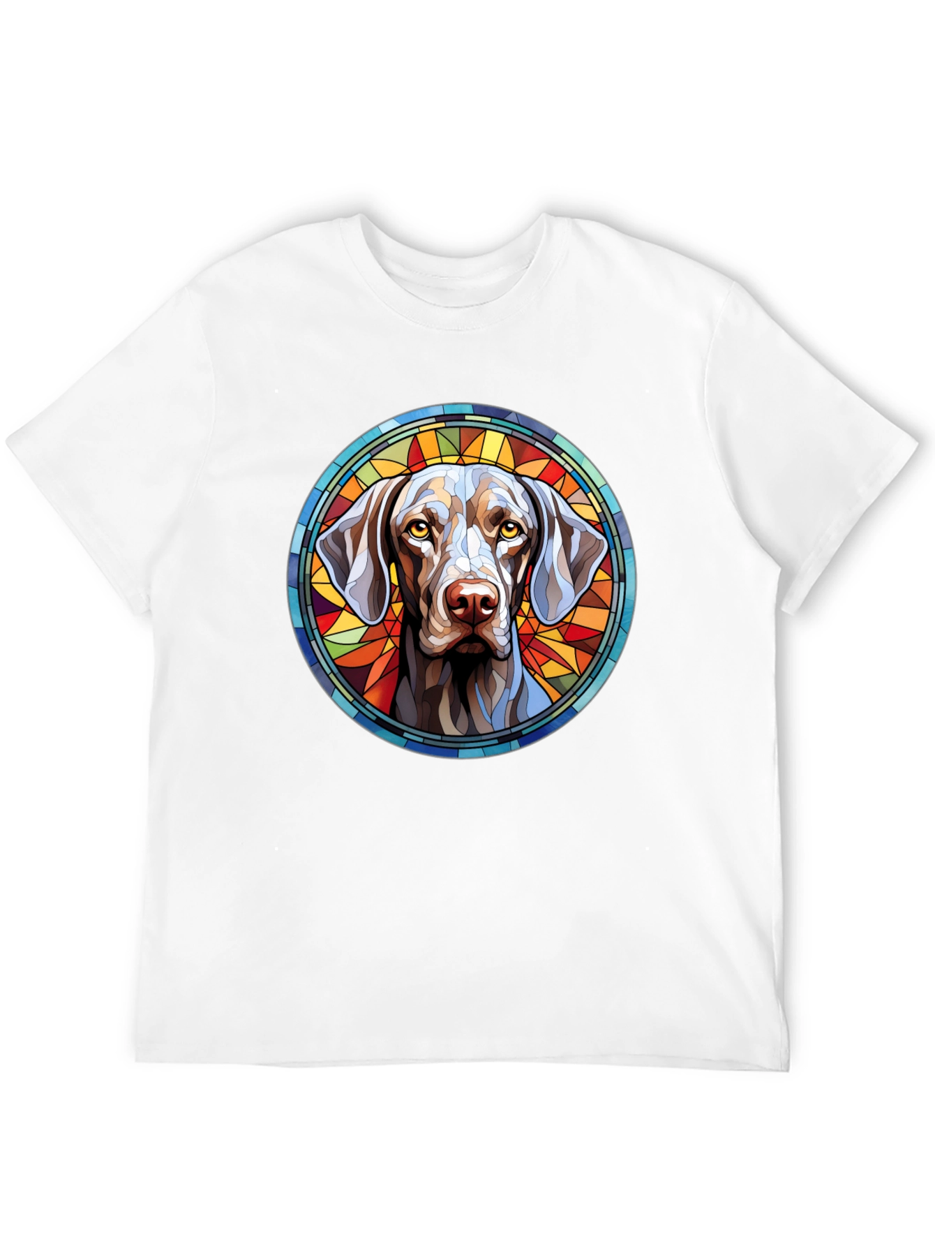 Black Dog Portrait Stained Glass Style Graphic Tee view 12