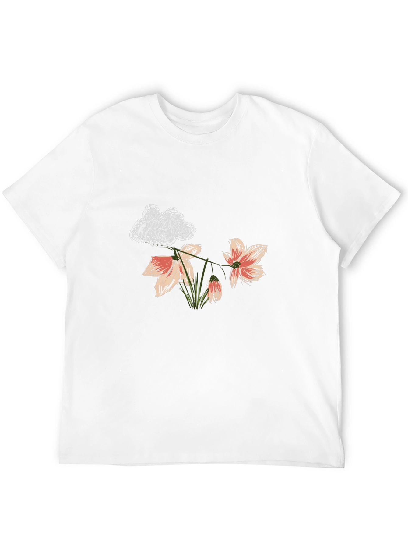 Black Floral Cloud T-Shirt - Unique Graphic Tee view 12