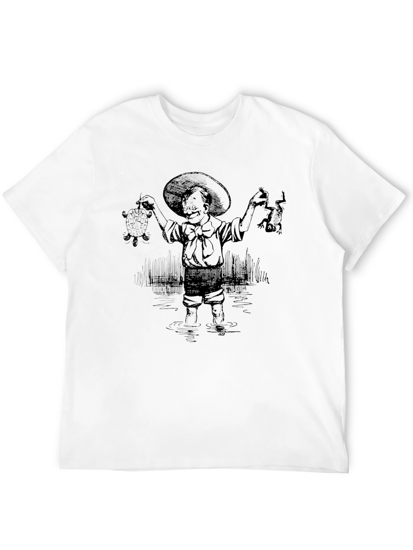 Black Retro Cartoon Print Black Tee view 12
