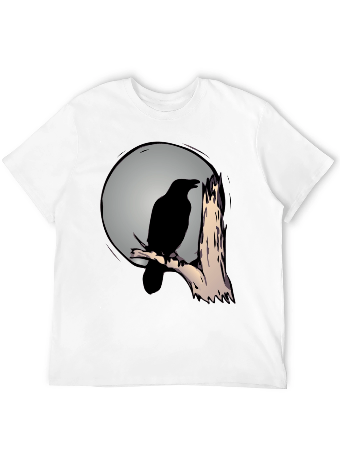 Black Raven on Moonlit Branch T-Shirt - Dark Aesthetic Tee view 12