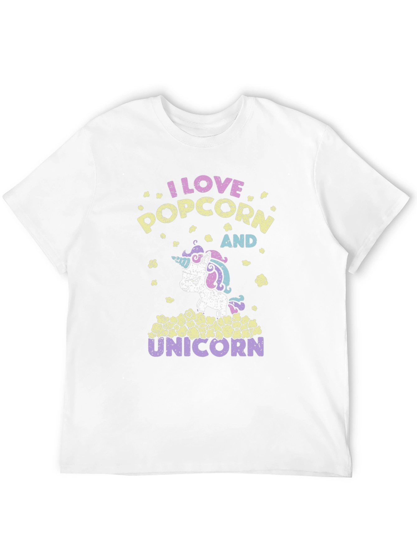 Black I Love Popcorn and Unicorns Graphic T-Shirt view 12
