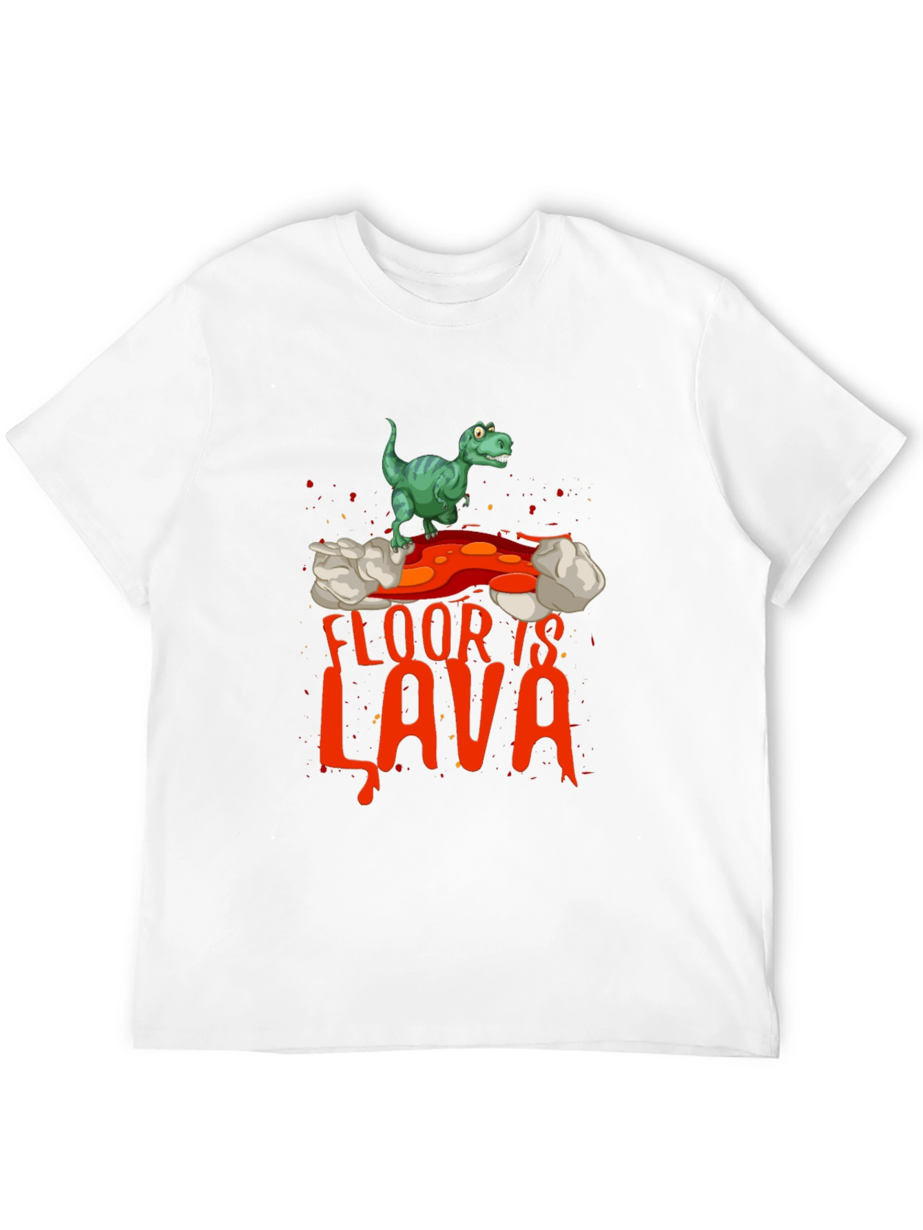 Black Funny 'The Floor is Lava' Dinosaur Graphic Tee view 12