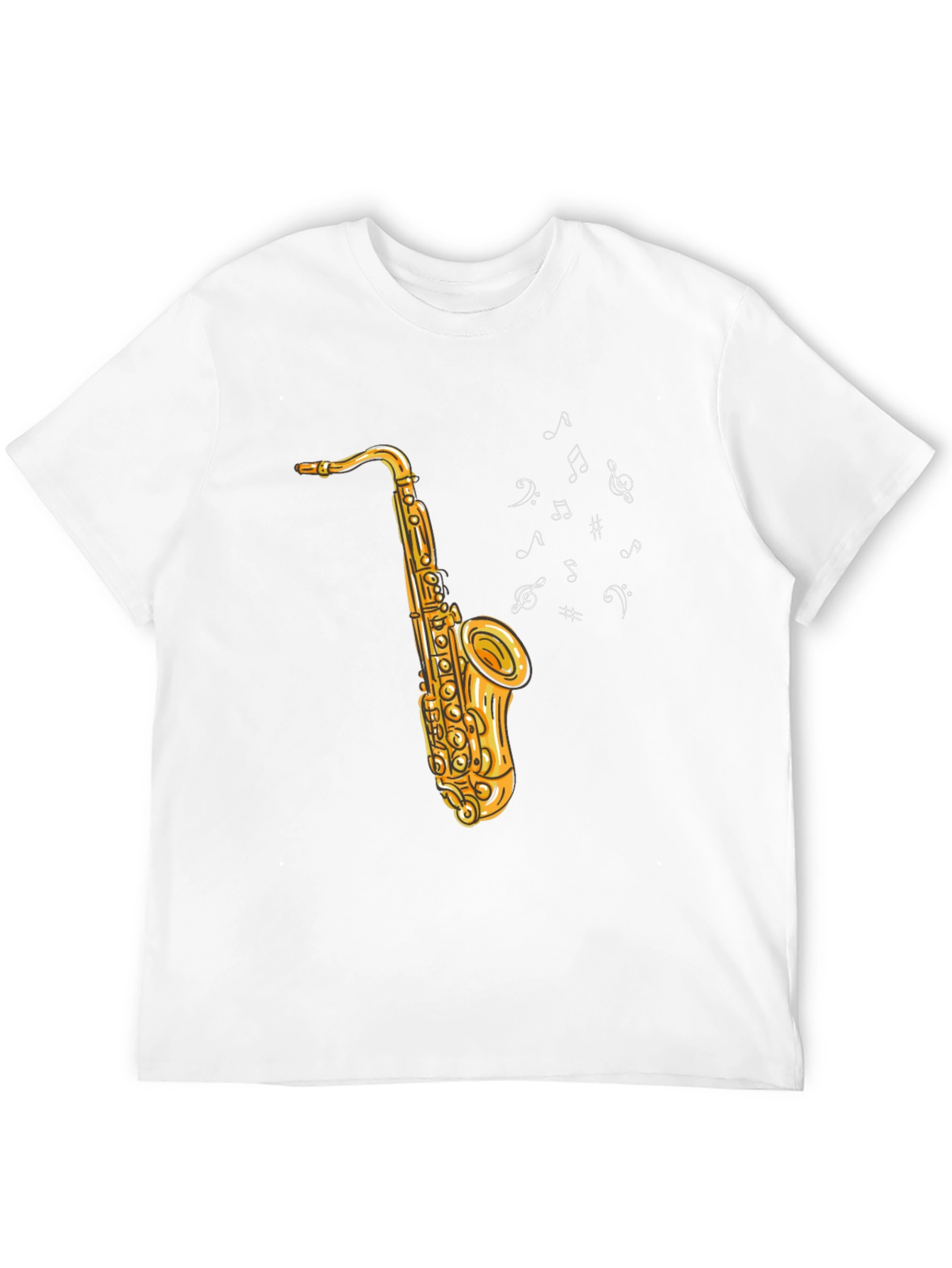 Black Saxophone Graphic Tee - Musical Notes Design view 12