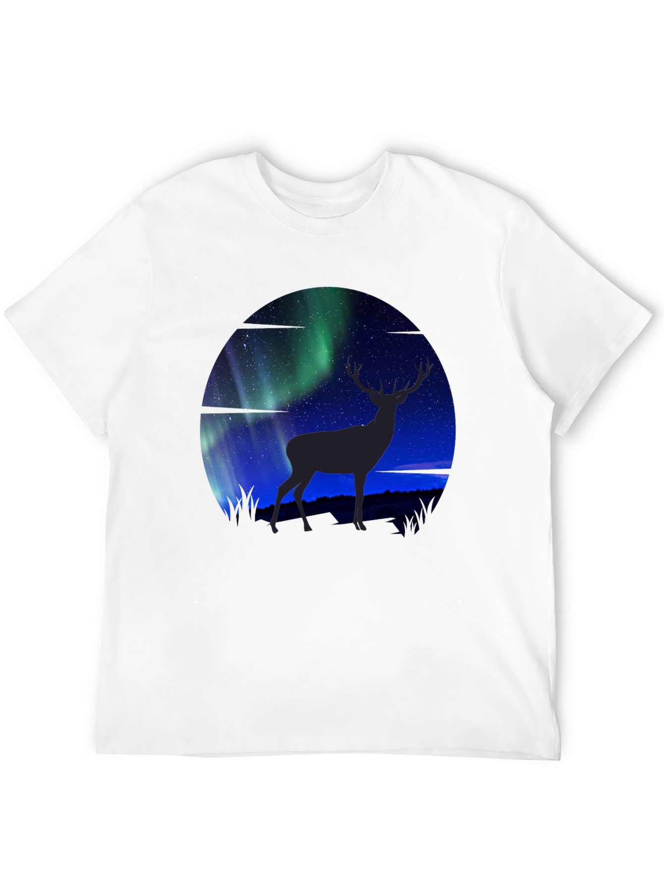 Black Aurora Deer Graphic T-Shirt view 12