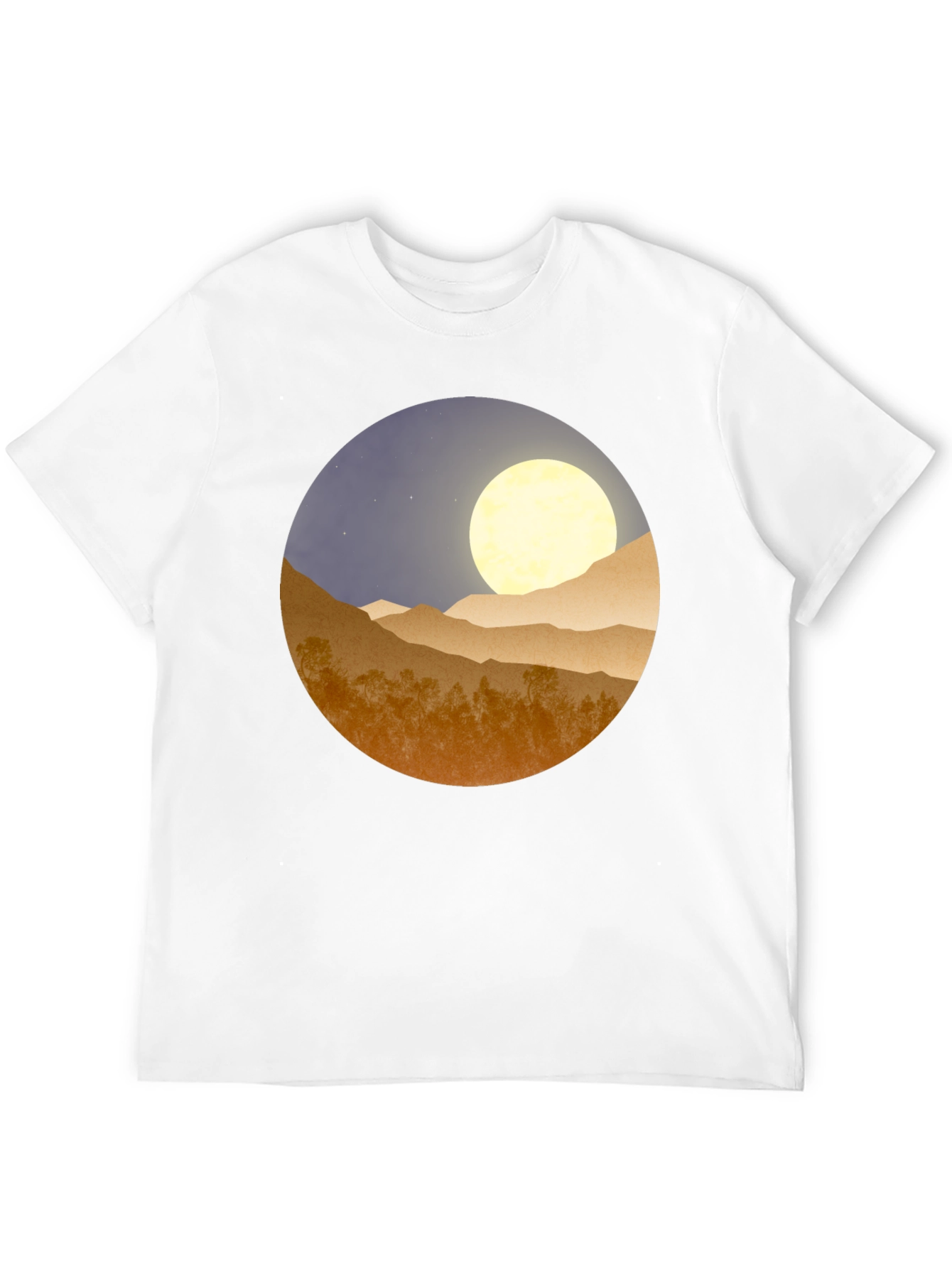 Black Moonlit Mountain Graphic Tee - Soft Black Cotton Blend view 12