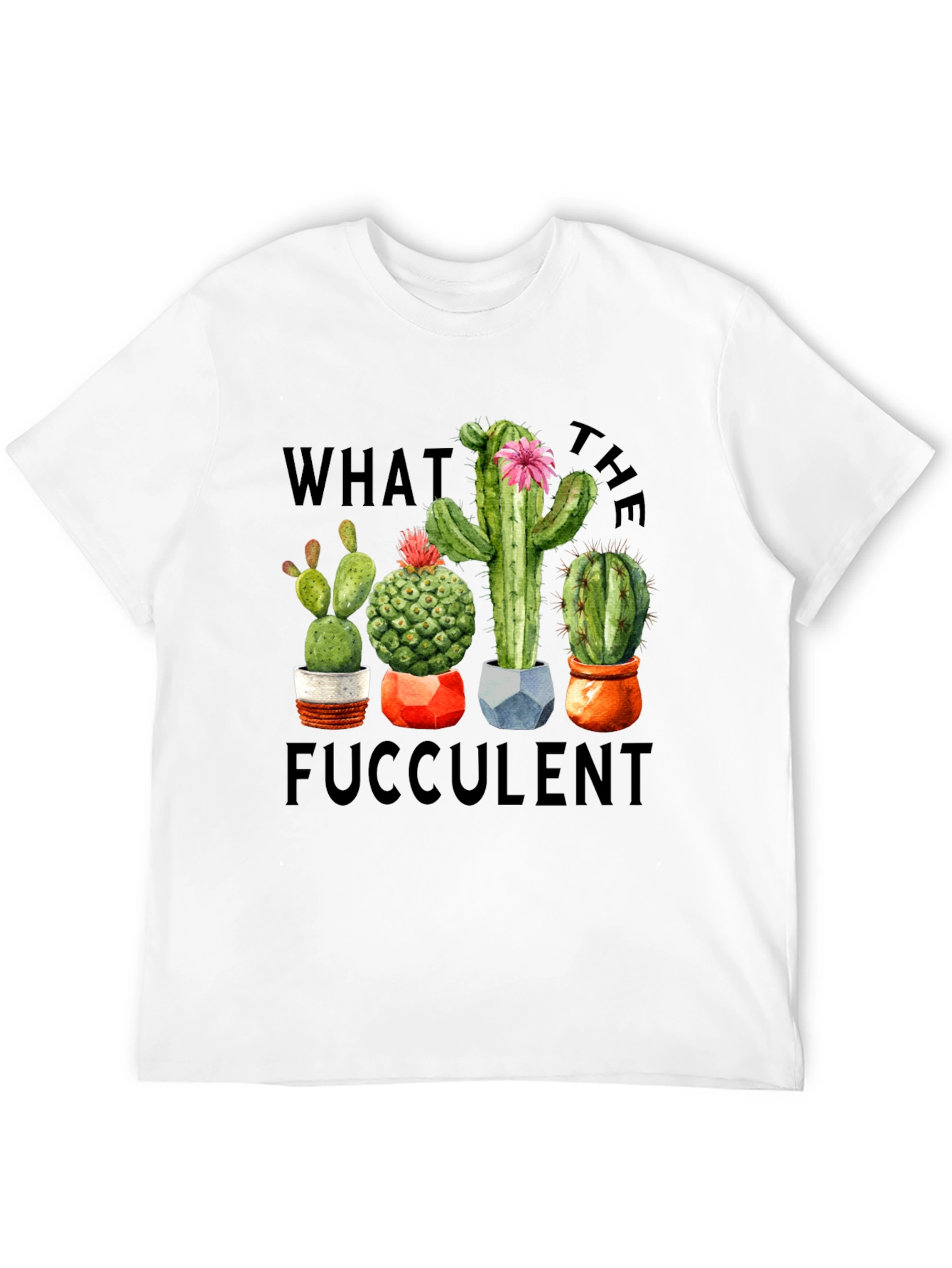 Black "What the Fucculent" Cactus Graphic T-Shirt view 12