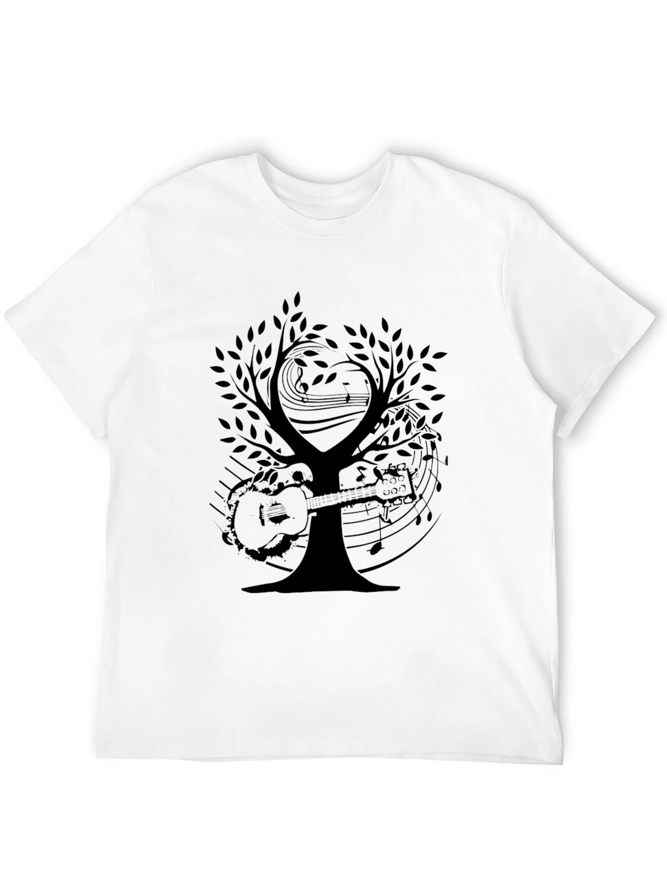 Black Musical Tree Graphic Tee - Black Cotton T-Shirt view 12