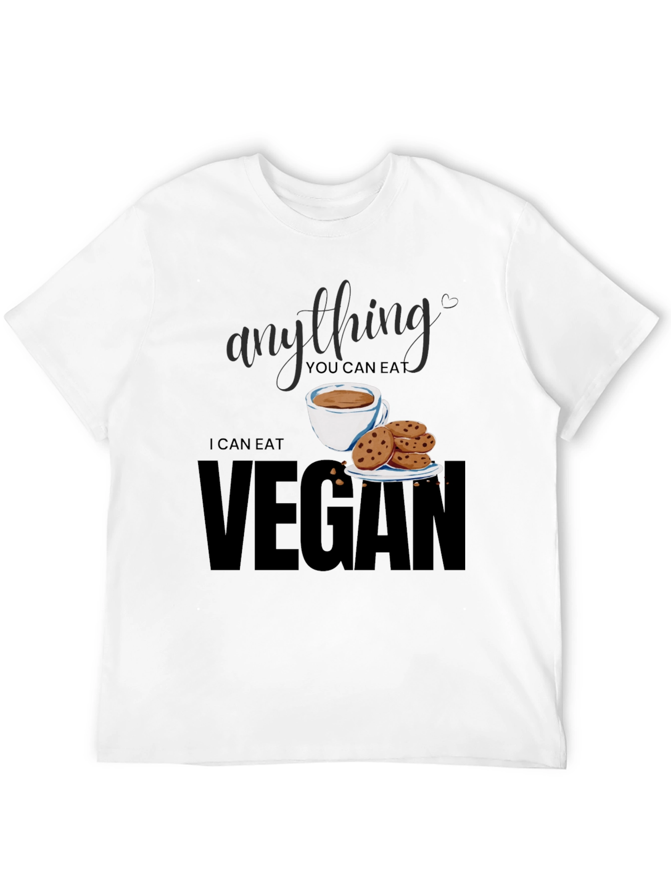Black Vegan T-Shirt - Anything You Can Eat I Can Eat Vegan view 12