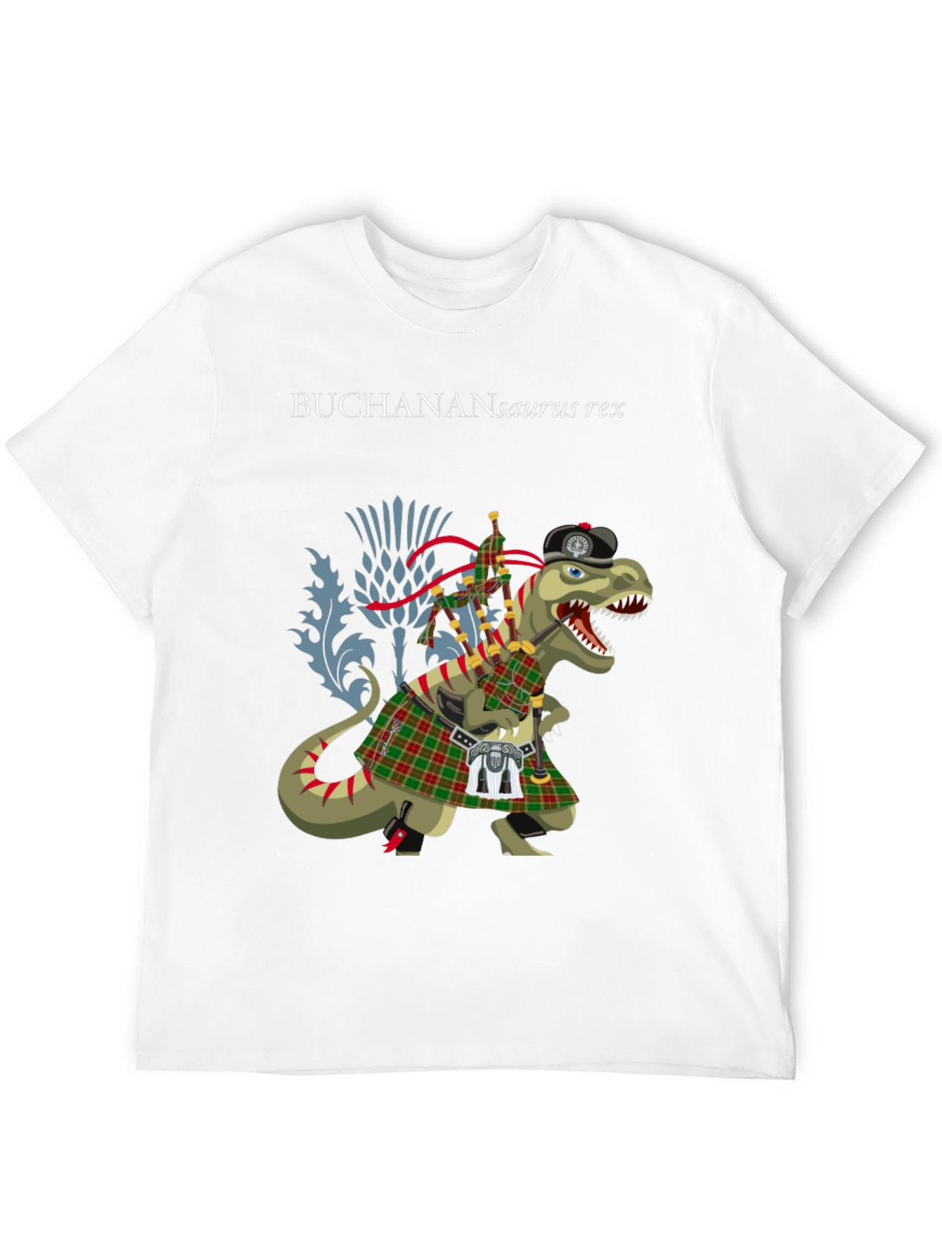 Black Buchanan T-Rex Scottish Kilt T-Shirt view 12