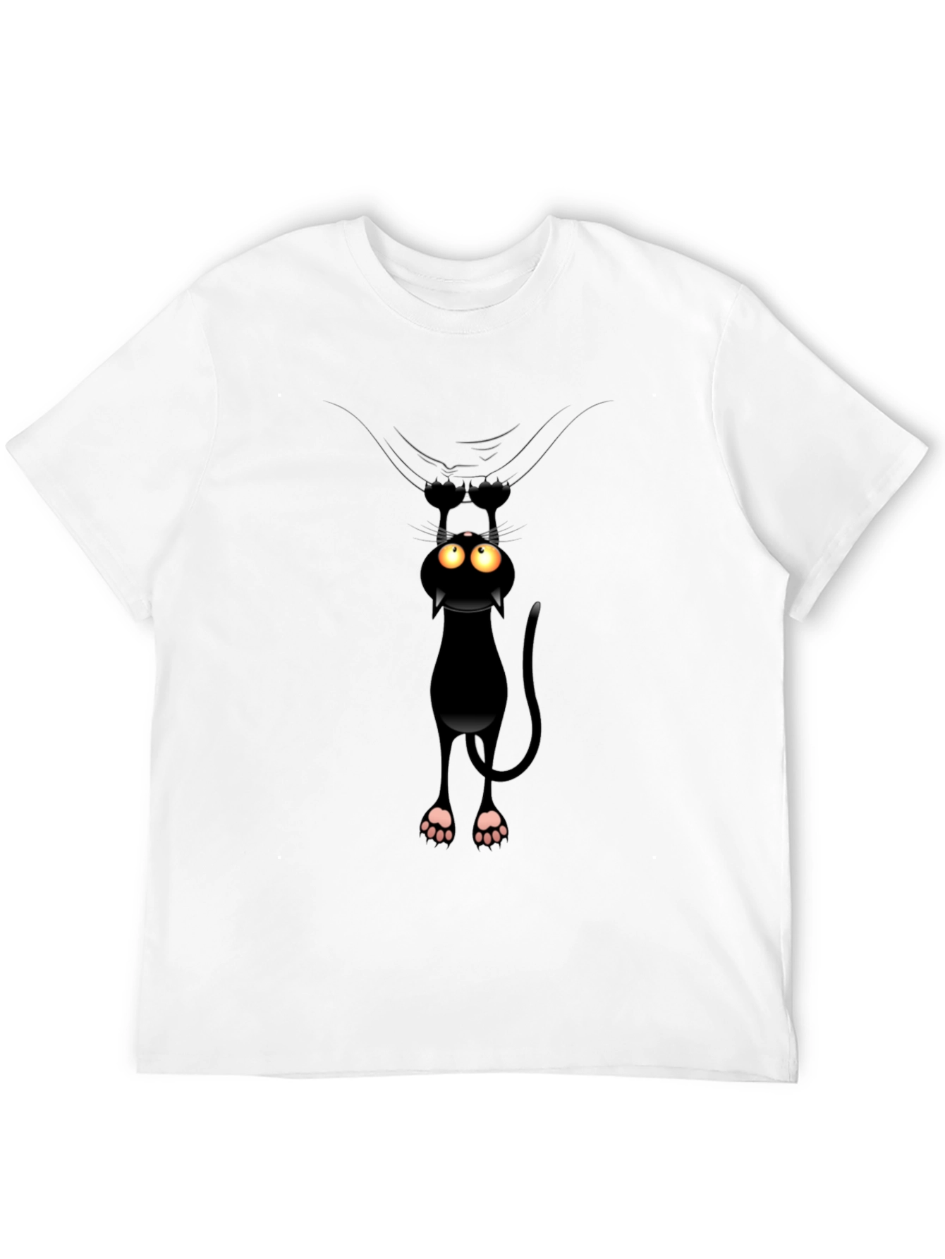 Funny Cat Hanging T-Shirt - Black Cotton Tee - 12