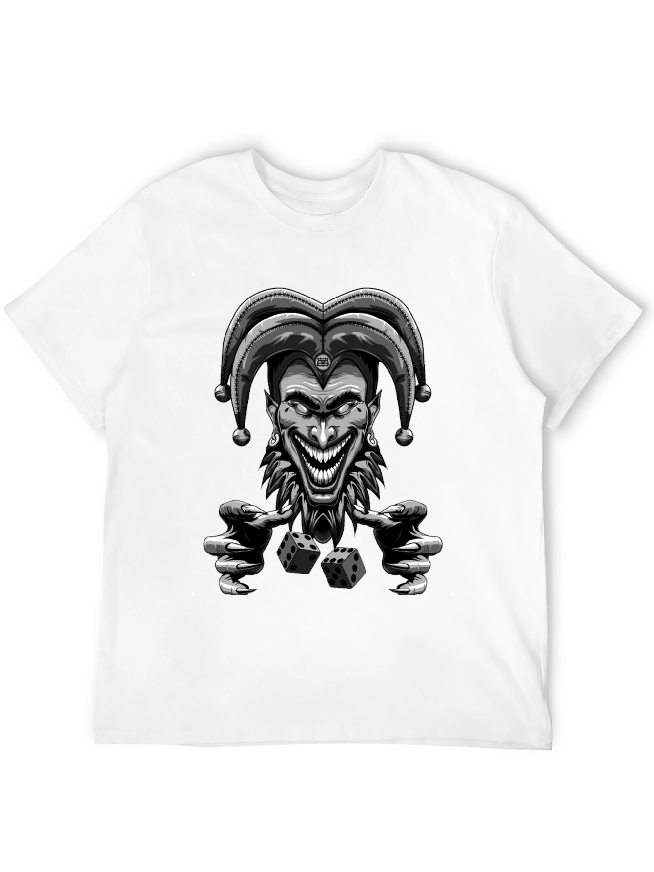 Black Creepy Joker Dice Graphic Tee - Men's Black T-Shirt view 12
