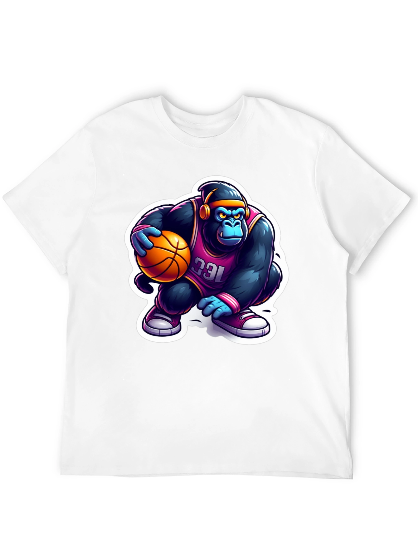 Black Gorilla Basketball T-Shirt - Cool Cartoon Design view 12