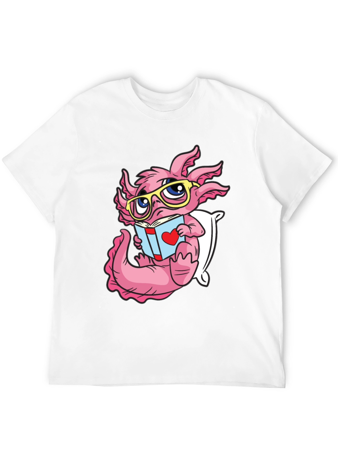 Black Axolotl Reading Book T-Shirt view 12