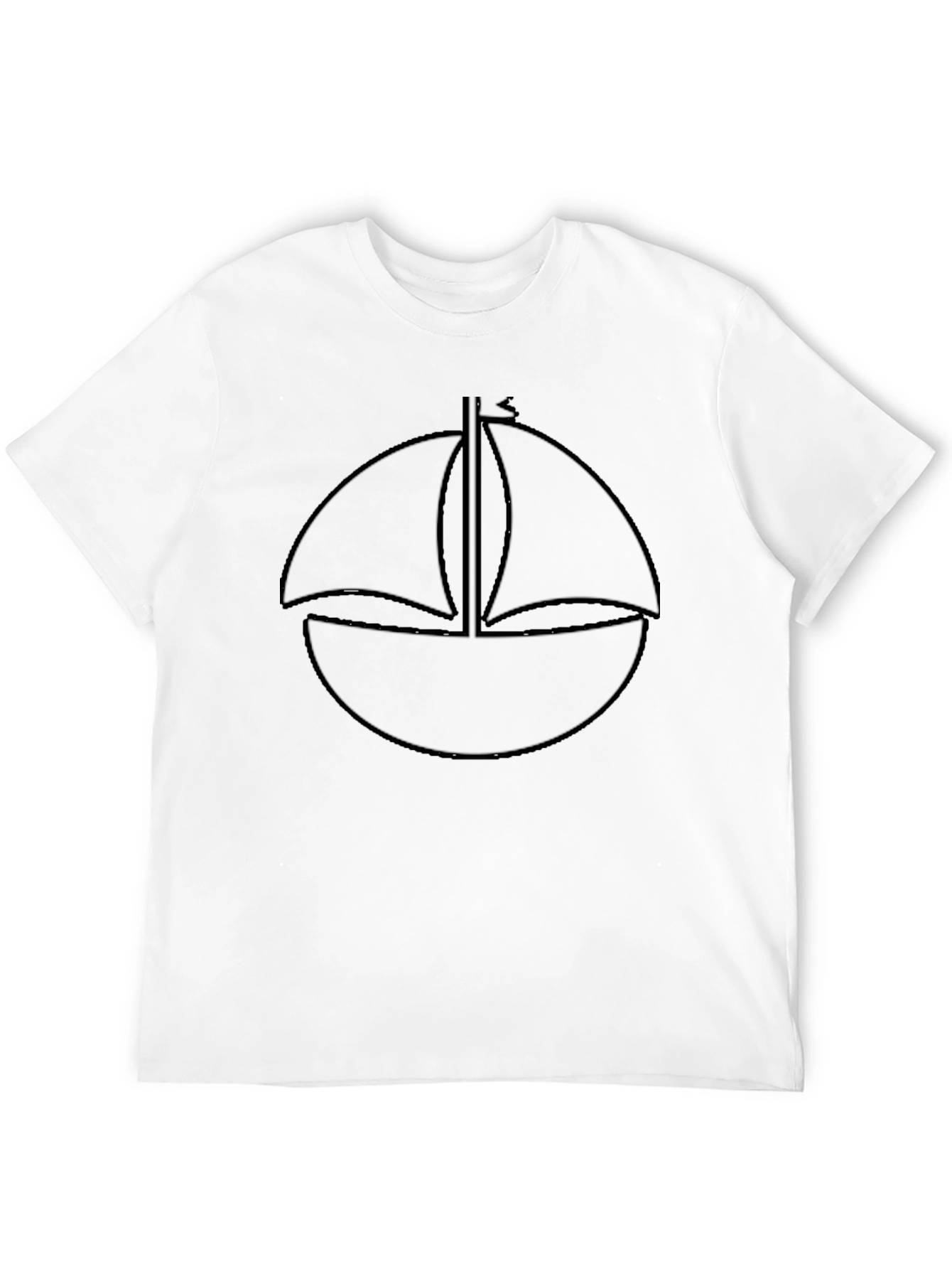 Black Minimalist Sailboat T-Shirt - Black Cotton Tee view 12