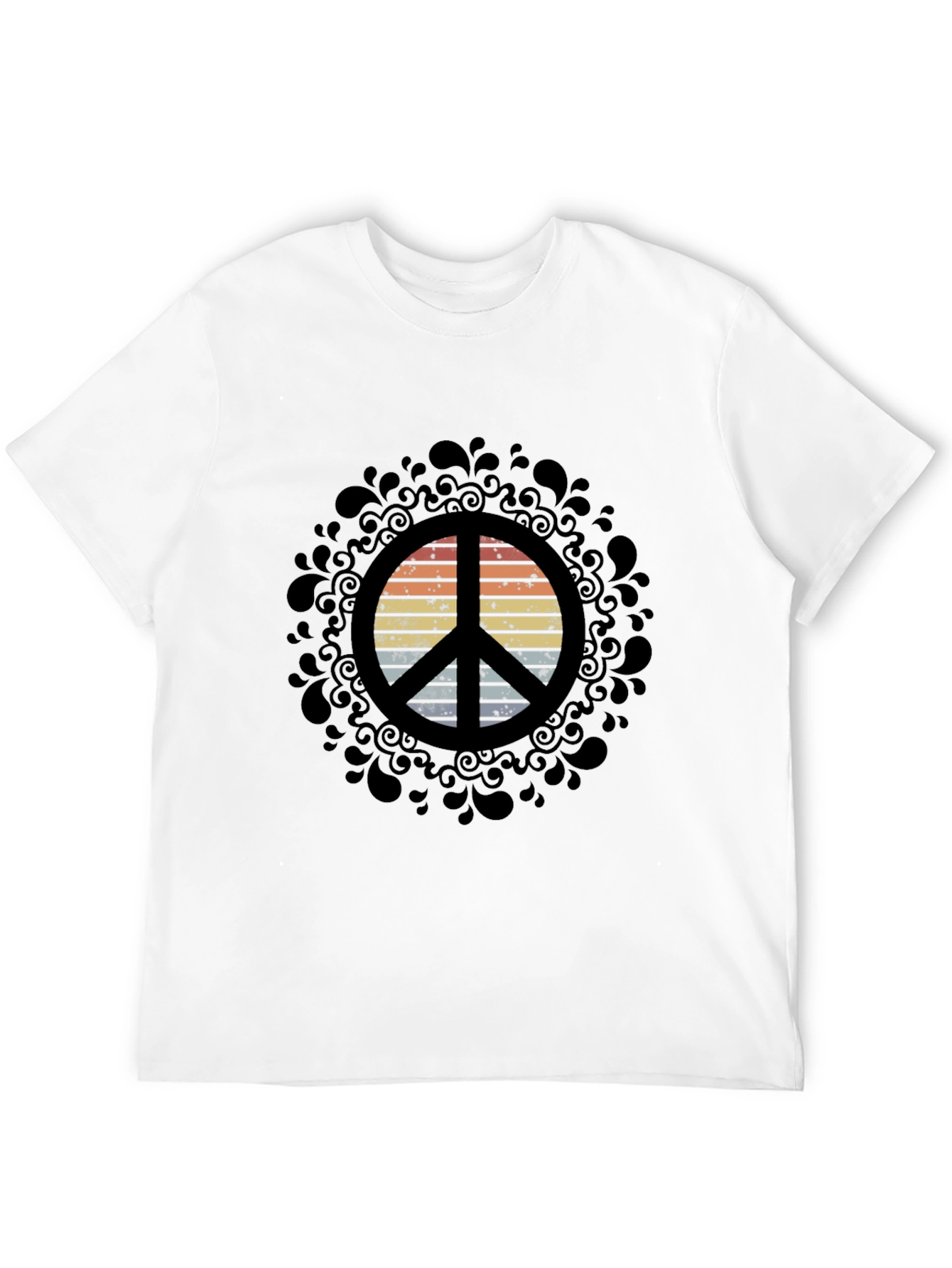 Black Retro Peace Sign Graphic Tee - Black view 12