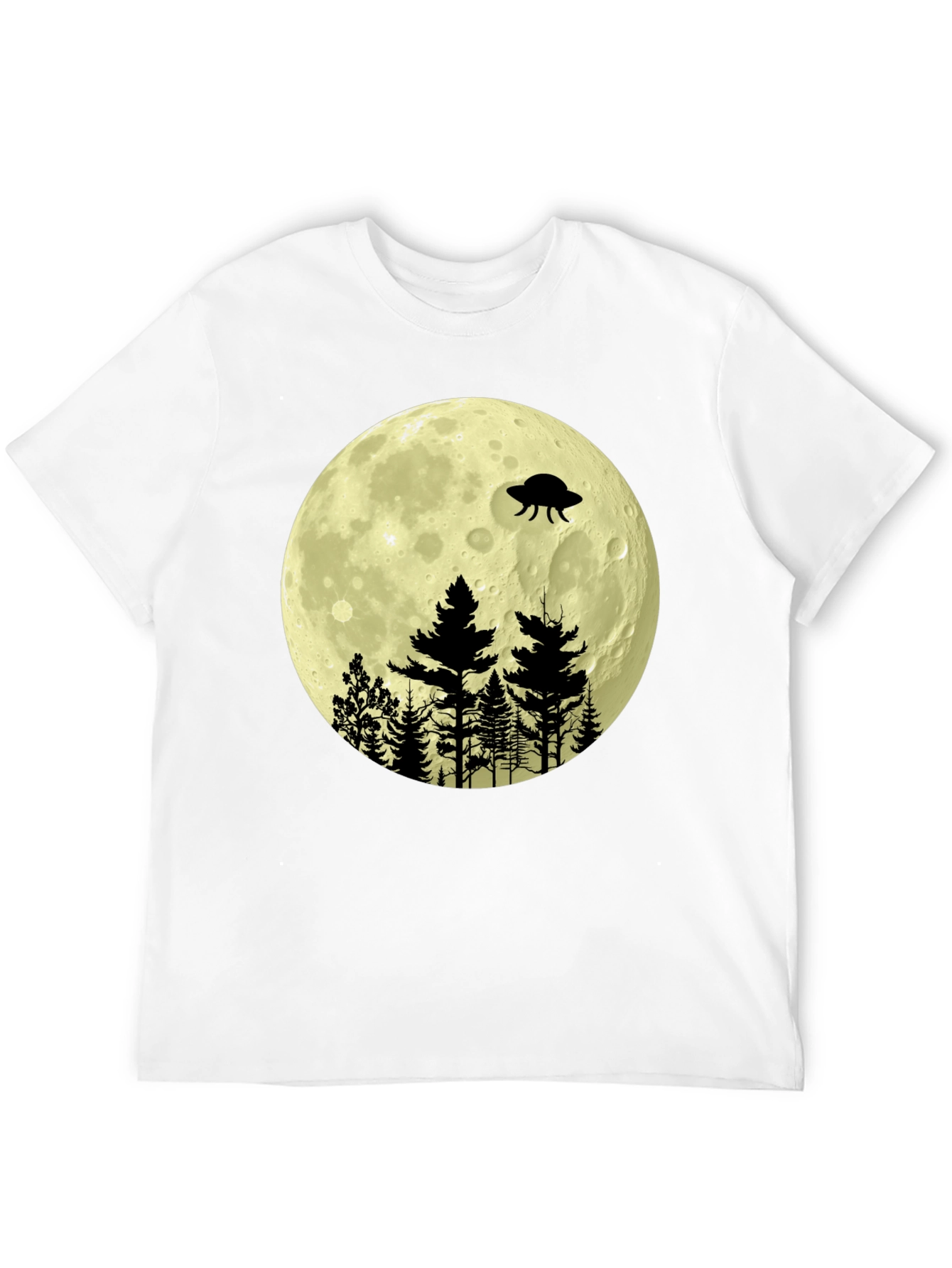 Black UFO Moon Forest Graphic Tee view 12
