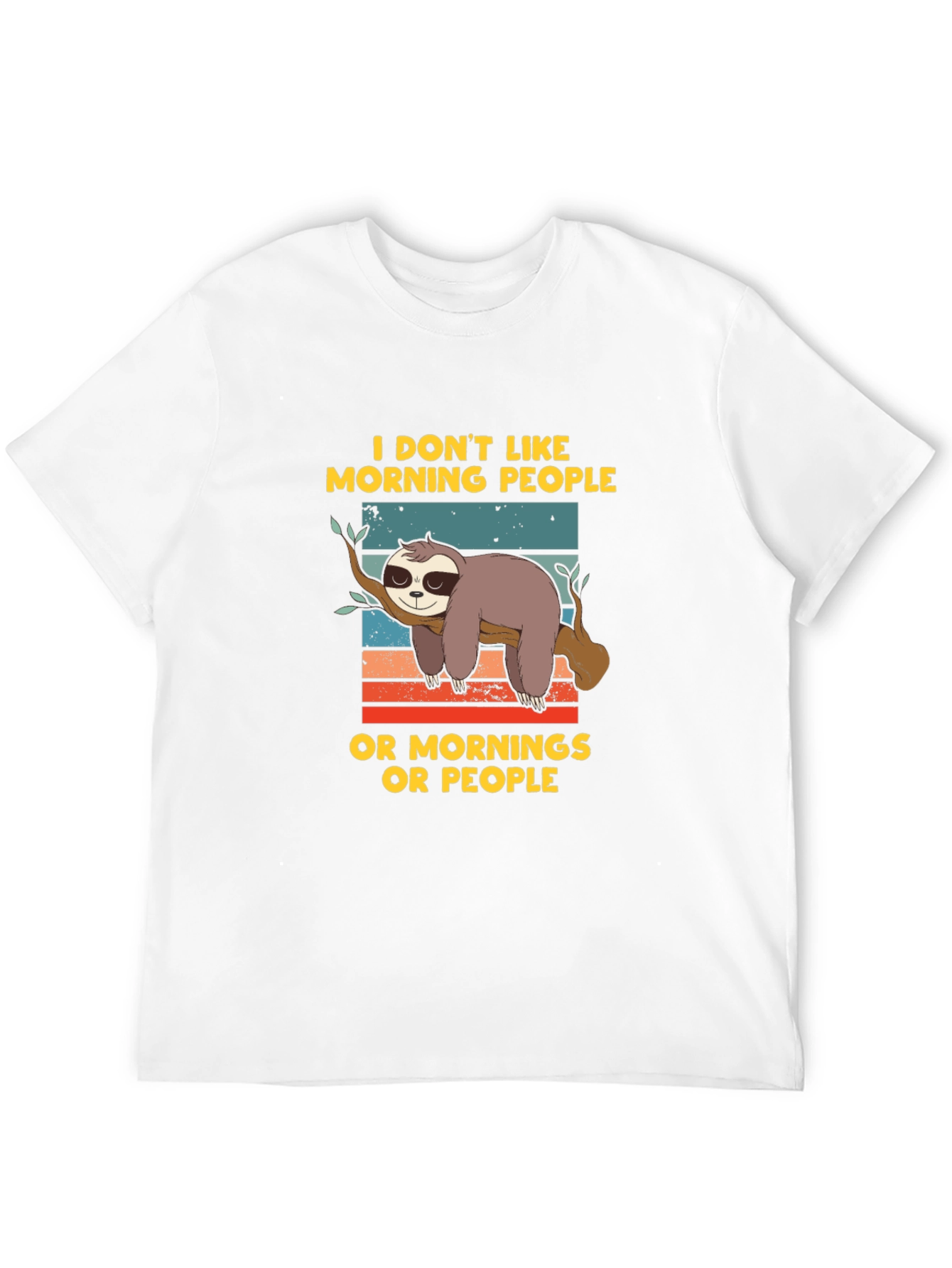 Black Funny Sloth T-Shirt - "I Don't Like Morning People" view 12