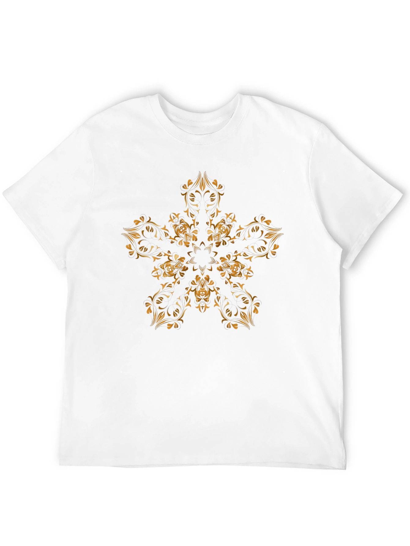 Golden Mandala Print Black Tee - Stylish & Unique - 12