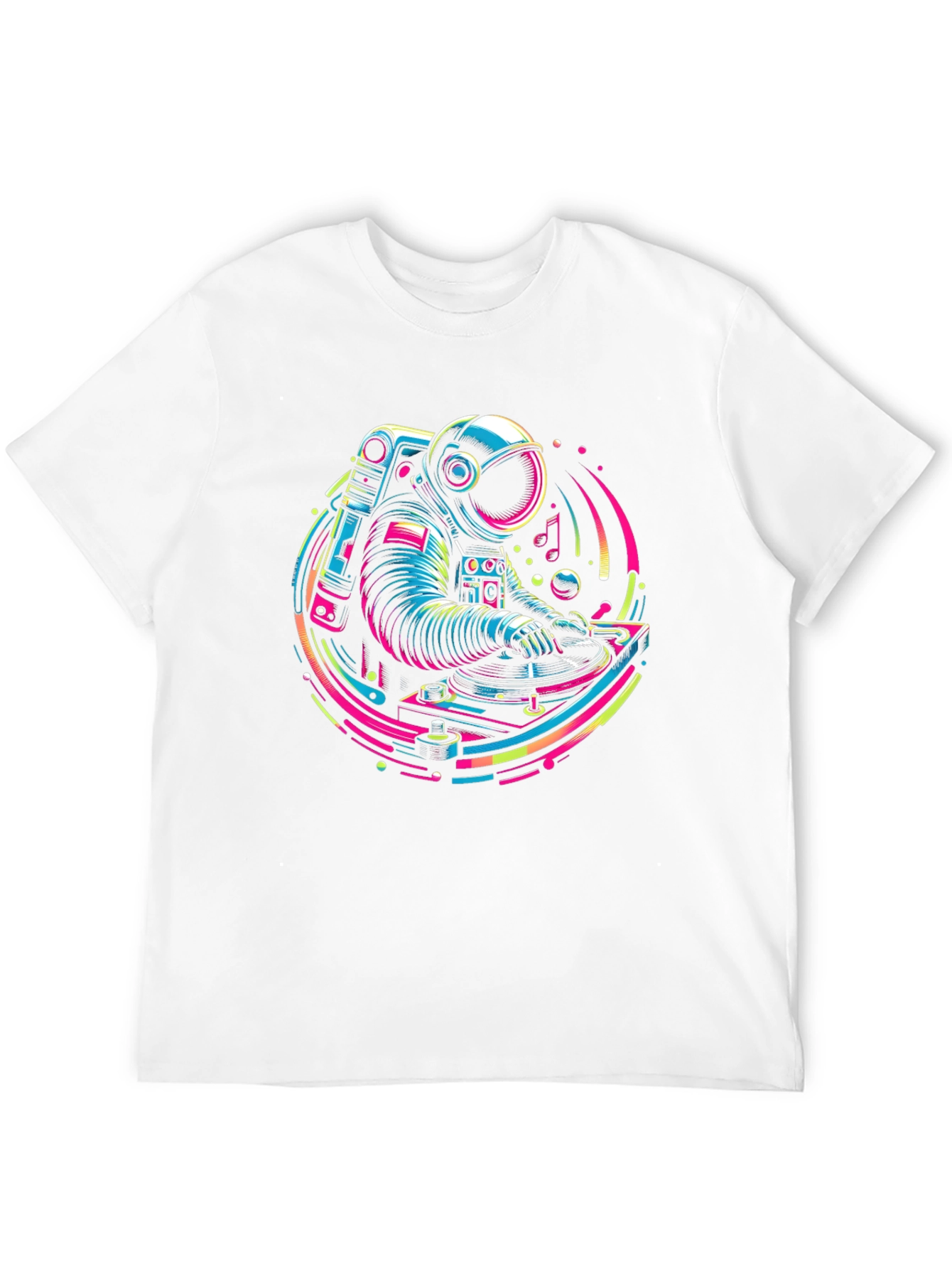 Black DJ Astronaut Graphic Tee - Neon Space Vibes view 12