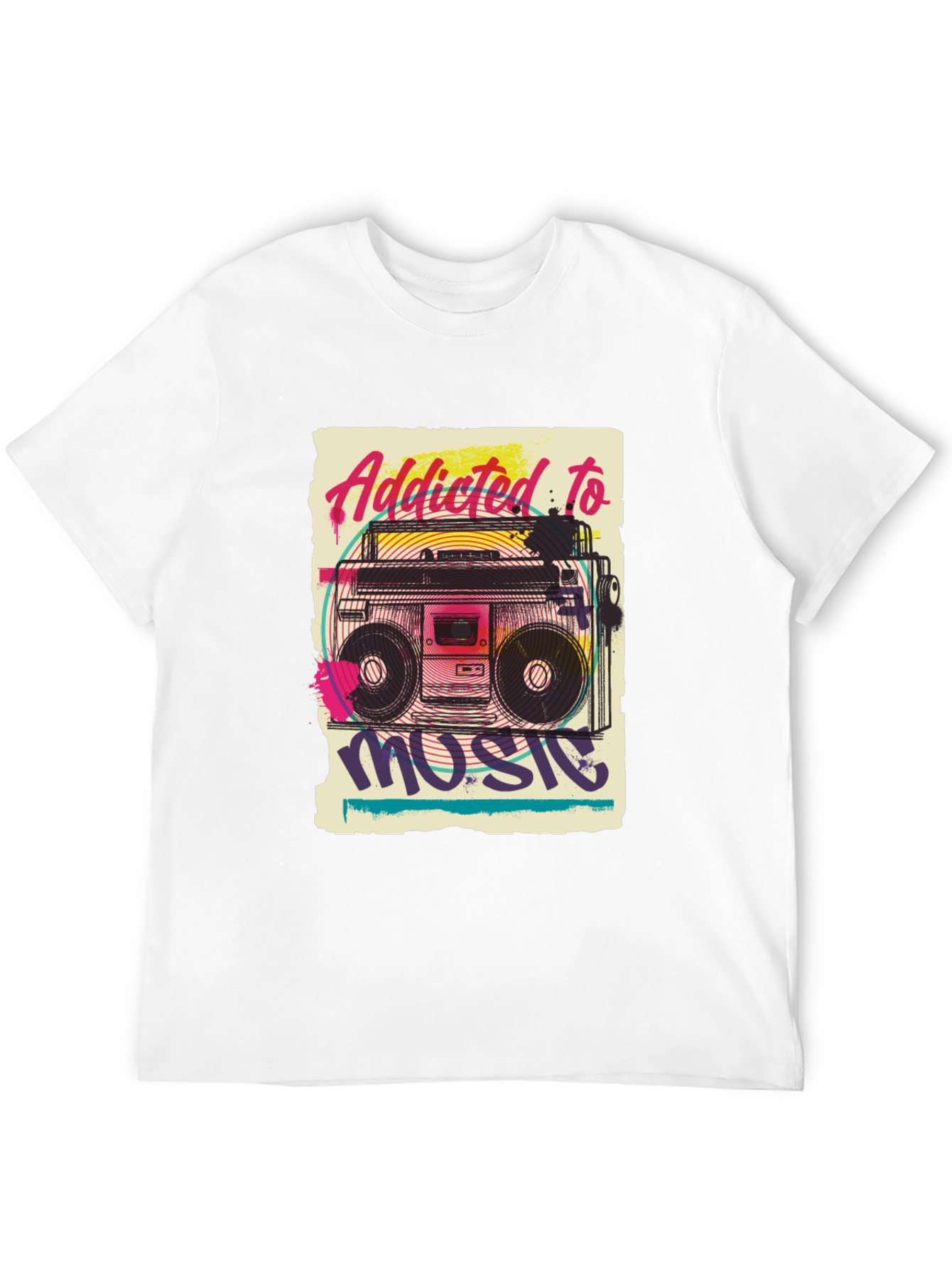 Black Addicted to Music Graphic Tee view 12