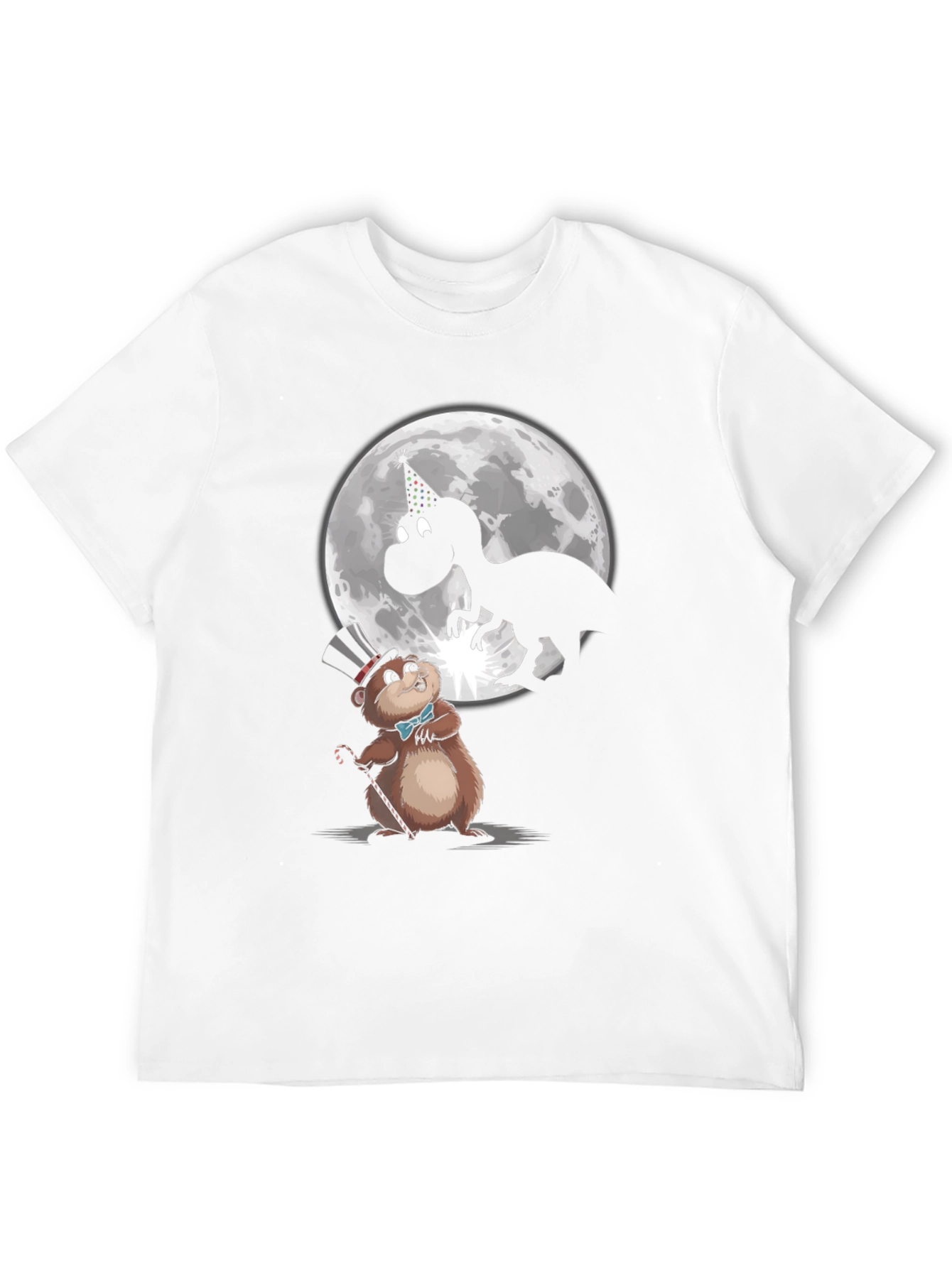 Black Party Animal T-Shirt: Dino & Groundhog view 12