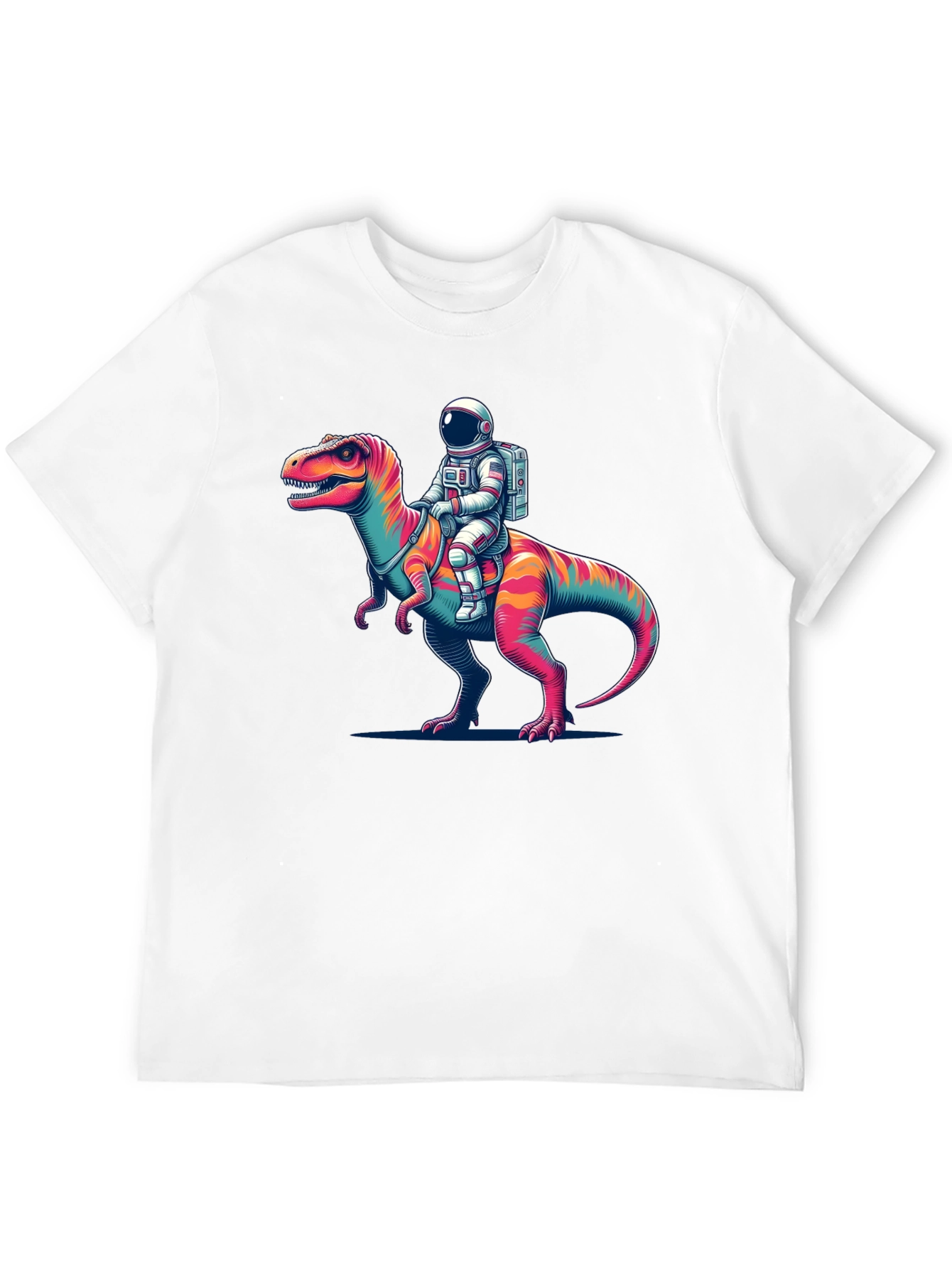 Black Astronaut Riding Dinosaur Graphic Tee view 12