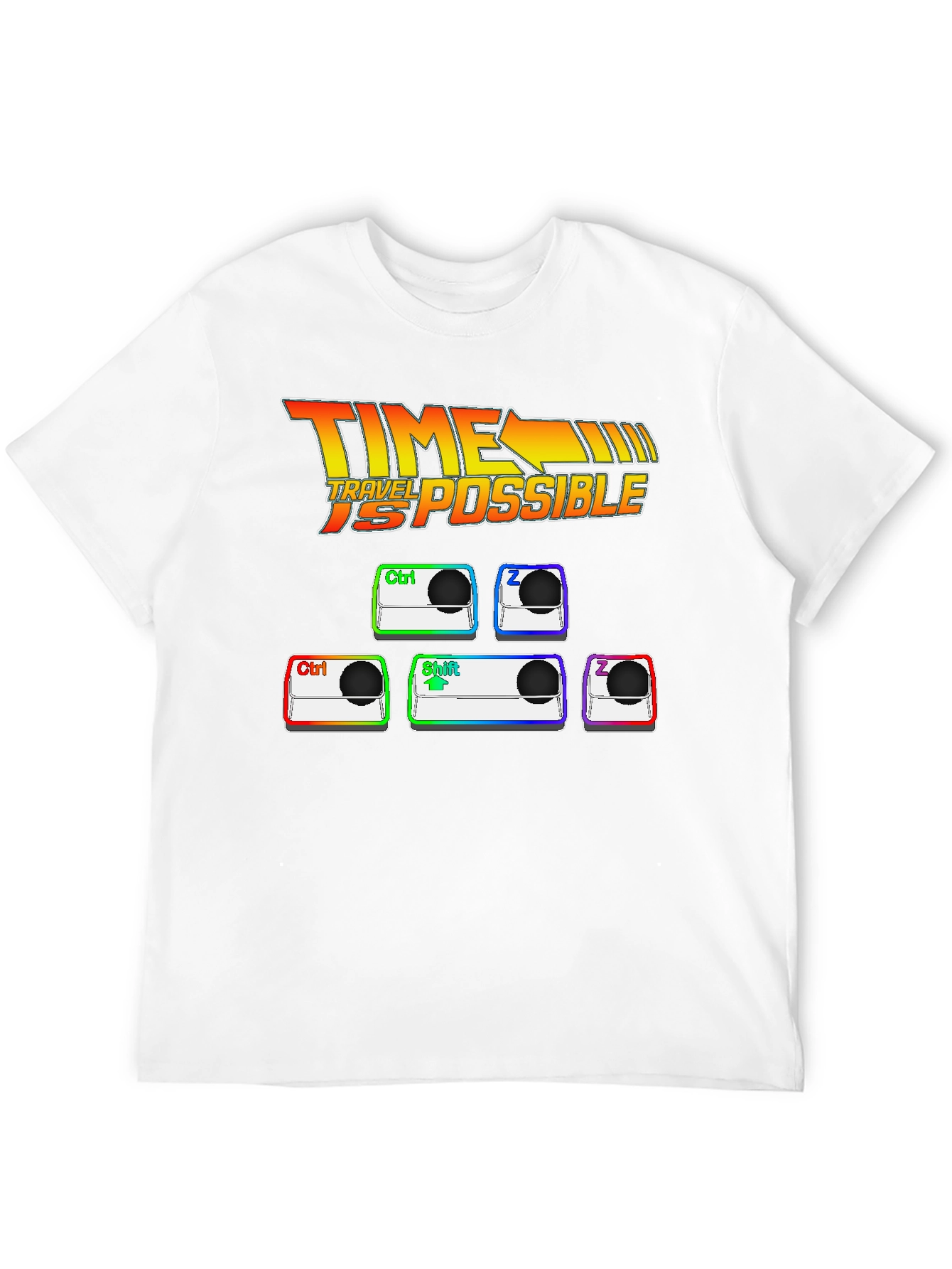 Black Time Travel Possible T-Shirt: Ctrl + Z + Shift + Z view 12