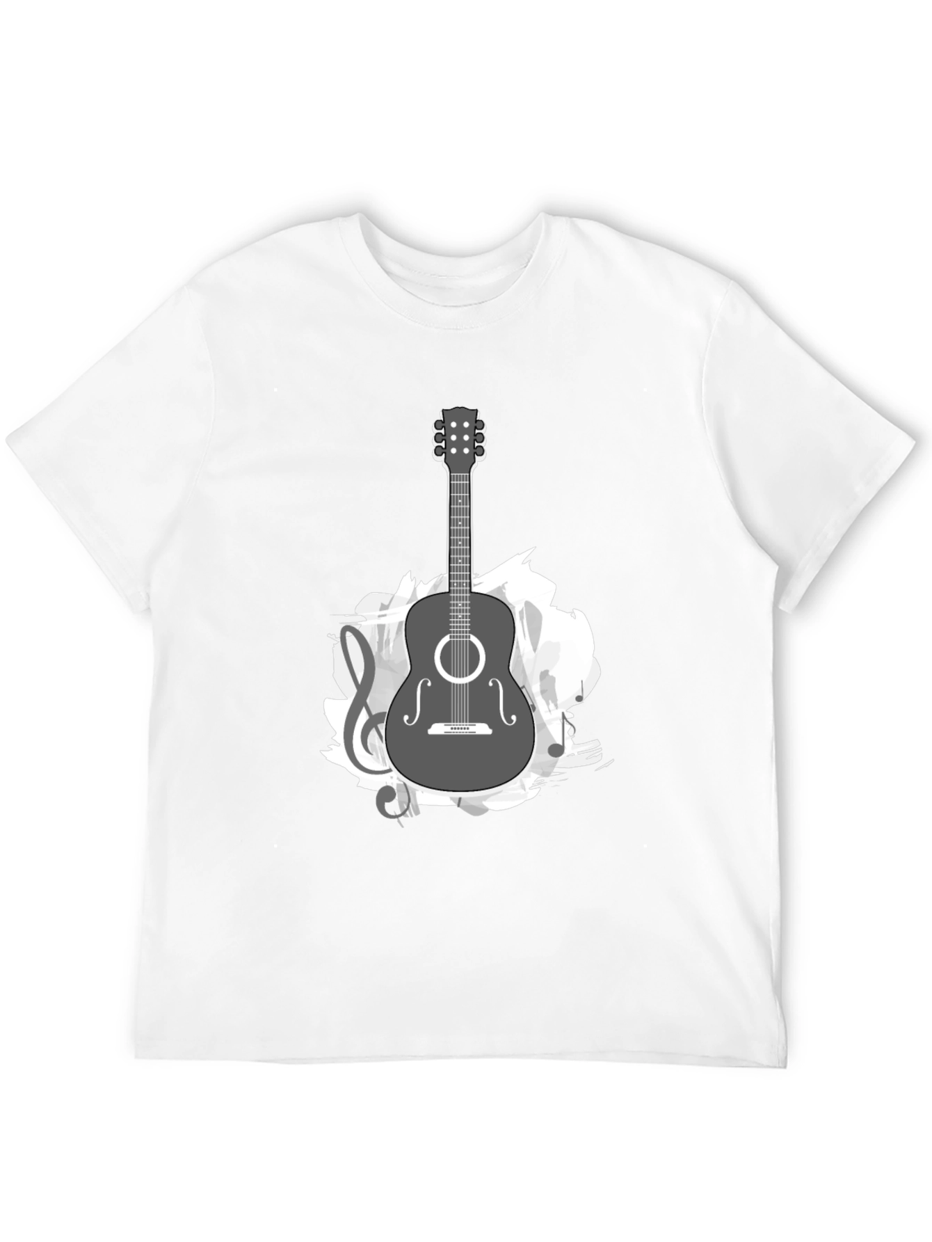 Black Guitar Music Graphic Tee - Black Cotton T-Shirt view 12
