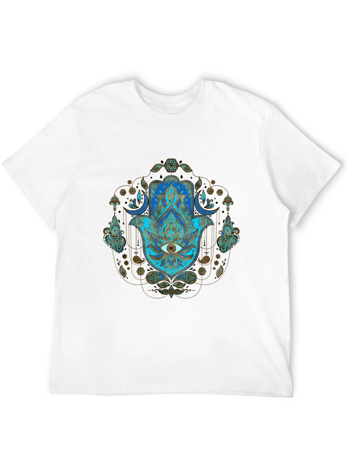Black Hamsa Hand Graphic Print Tee - Spiritual Protection T-Shirt view 12