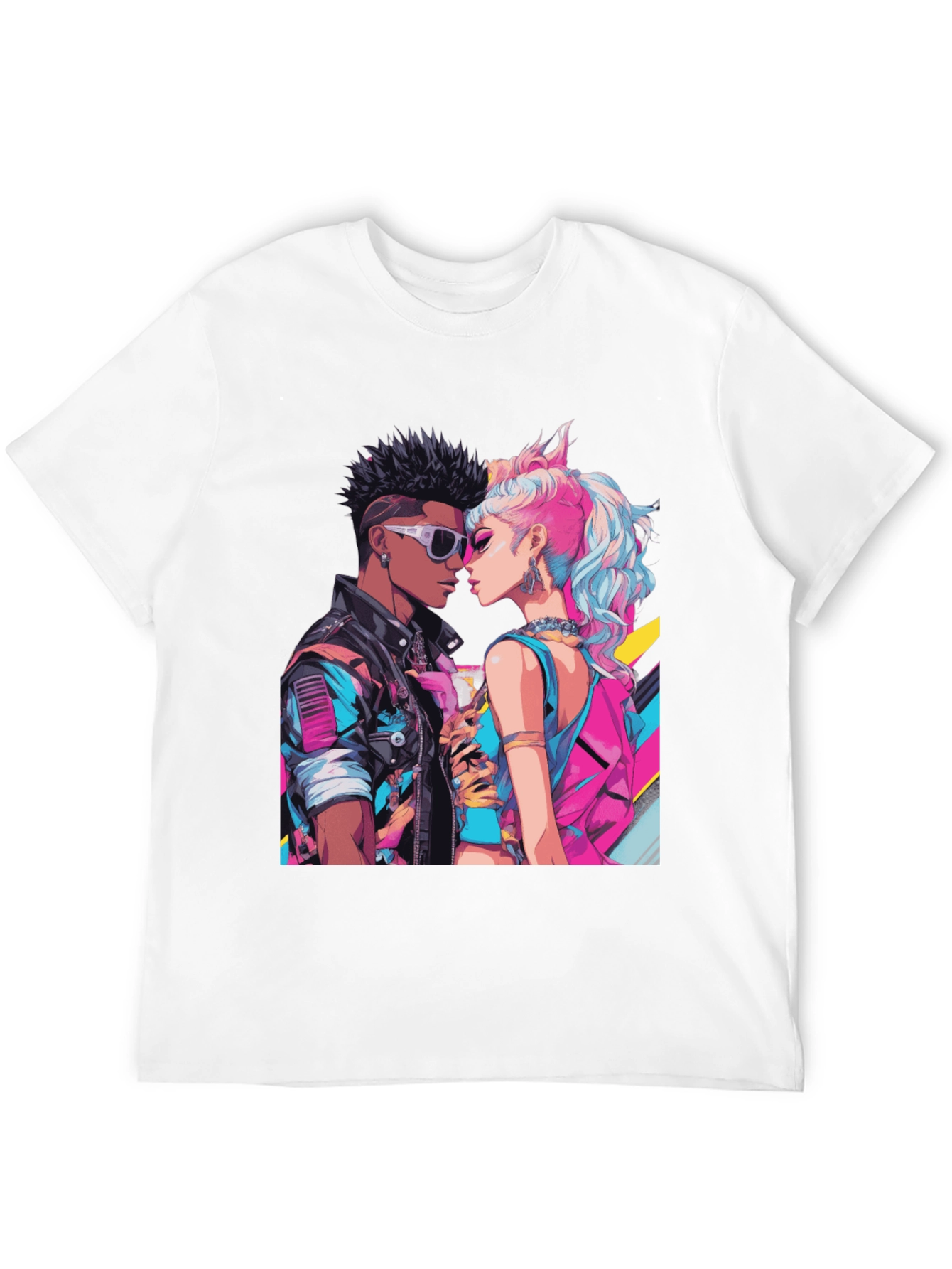 Black Retro Romance Graphic Tee - Cool Couple T-Shirt view 12