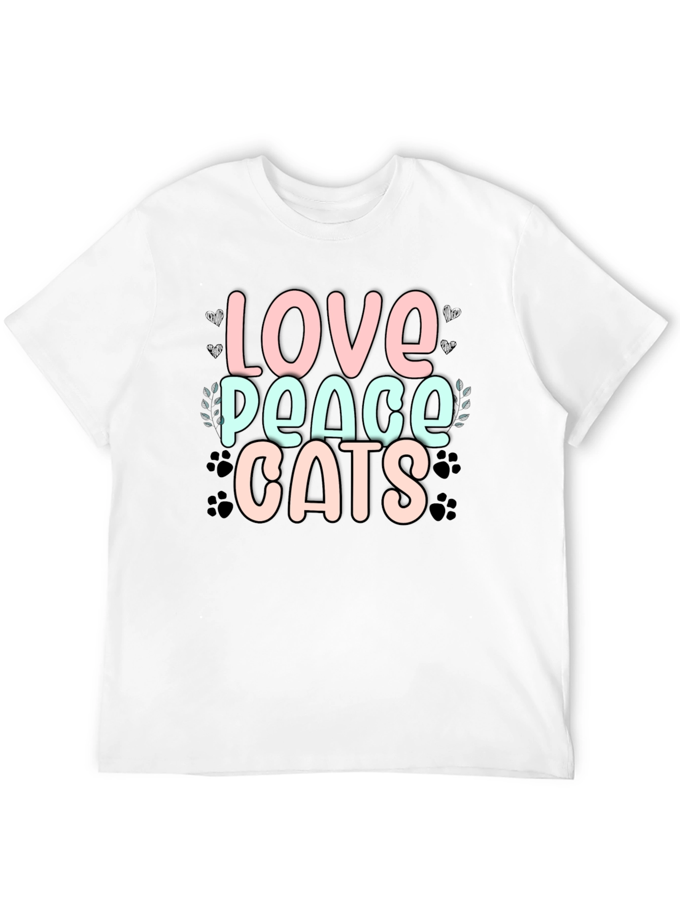 Love Peace Cats Black T-Shirt - 12