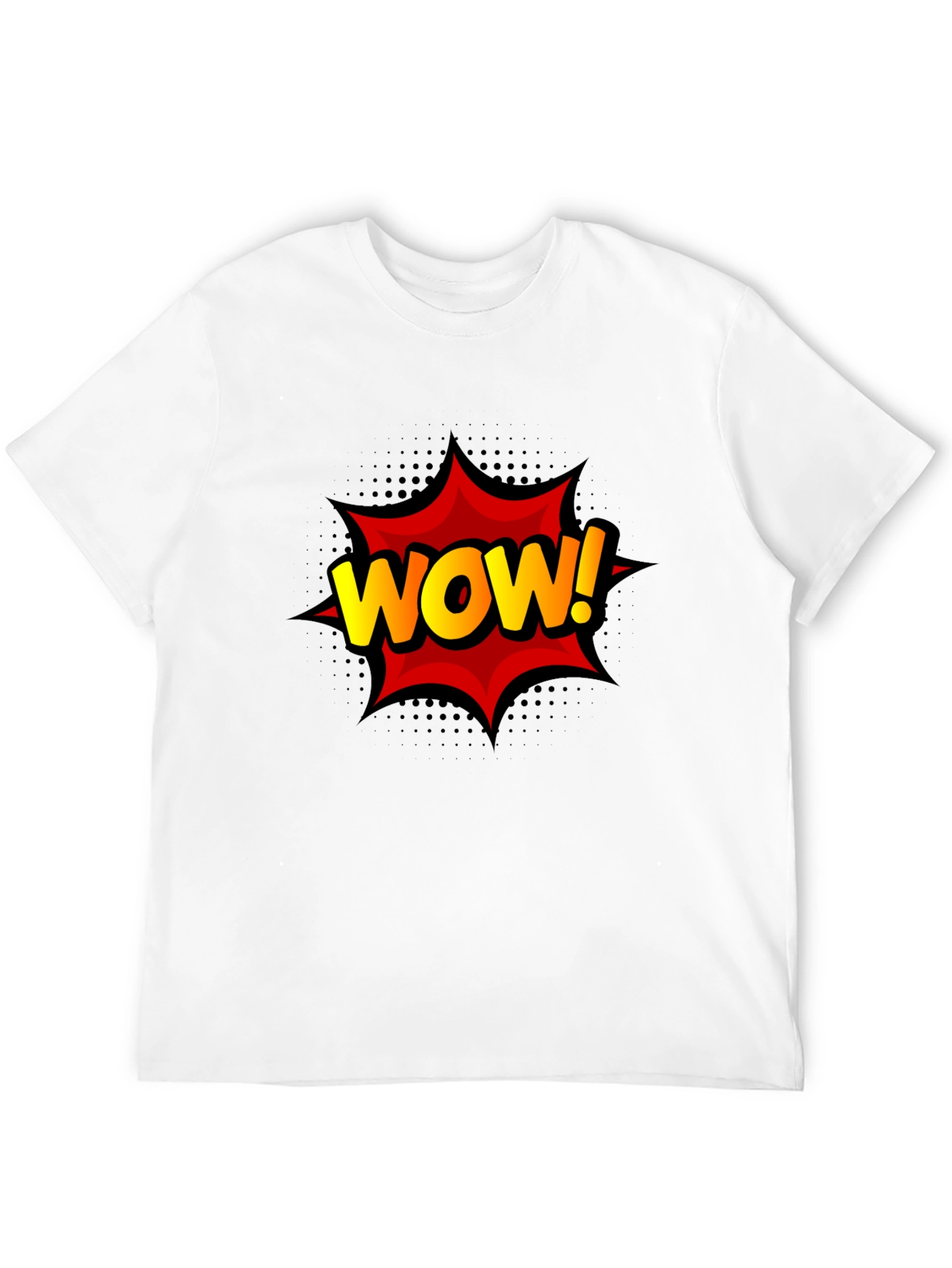 Black WOW! Graphic Print Tee - Black Cotton T-Shirt view 12