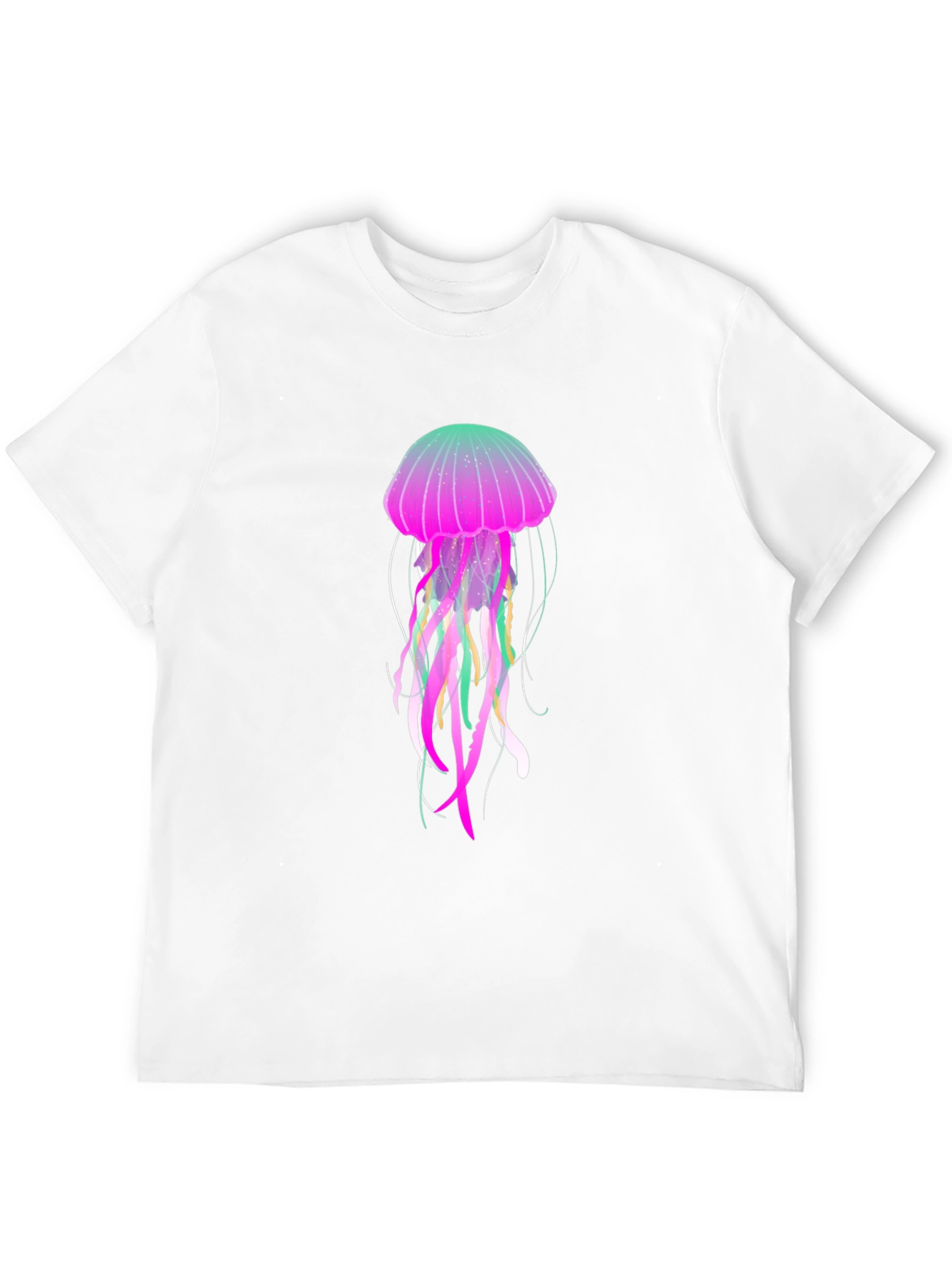 Black Neon Jellyfish Graphic Black T-Shirt view 12