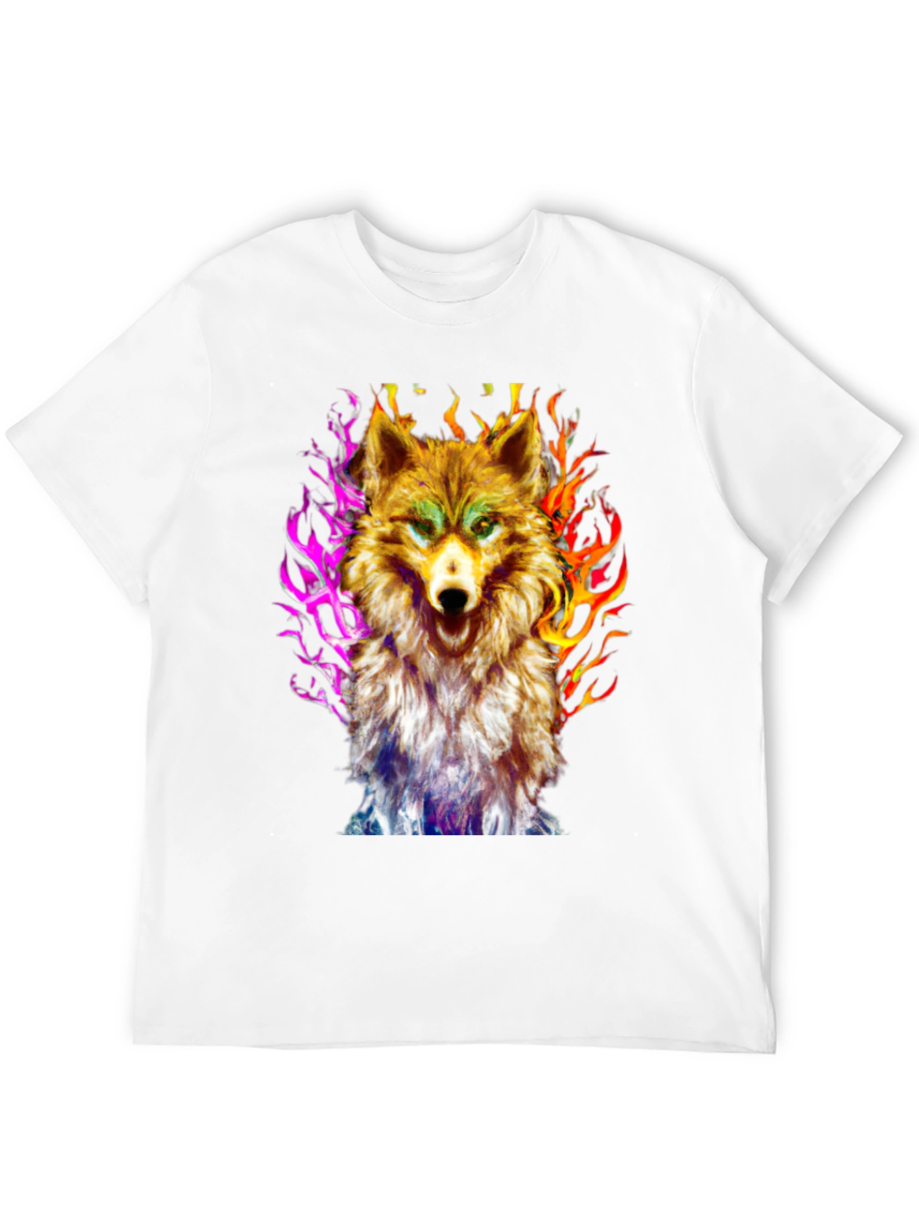 Black Fiery Wolf Graphic Tee - Black Cotton view 12