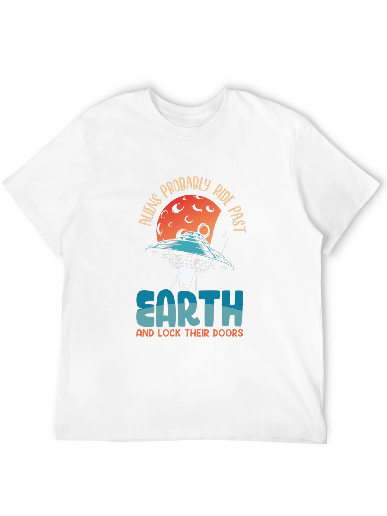 Black Aliens Probably Ride Past Earth Black Graphic Tee view 12