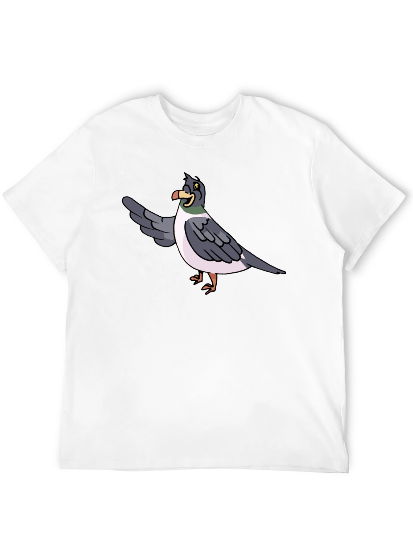 Black Funny Pigeon Cartoon Graphic Tee - Black view 12
