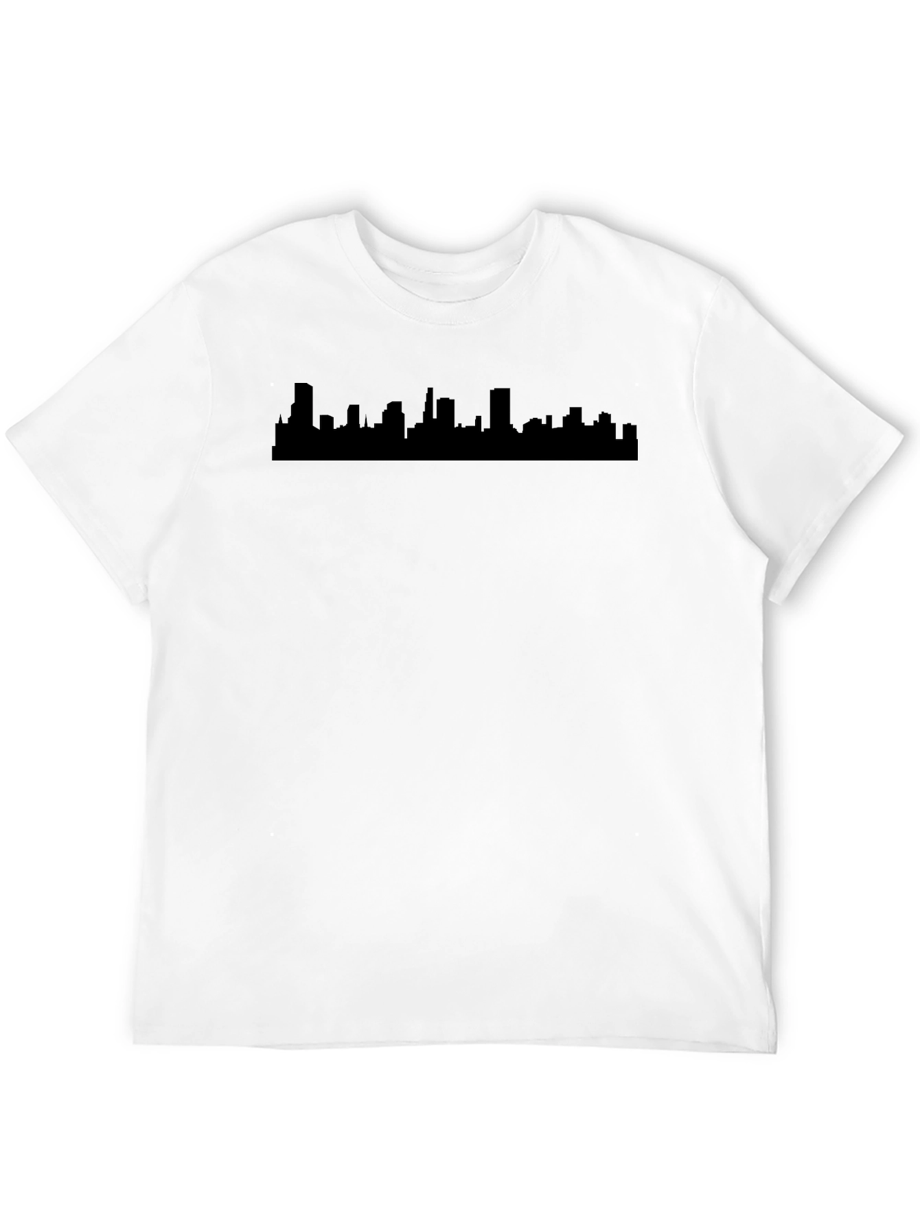 Black Cityscape Silhouette Graphic Tee - Black Cotton Blend view 12