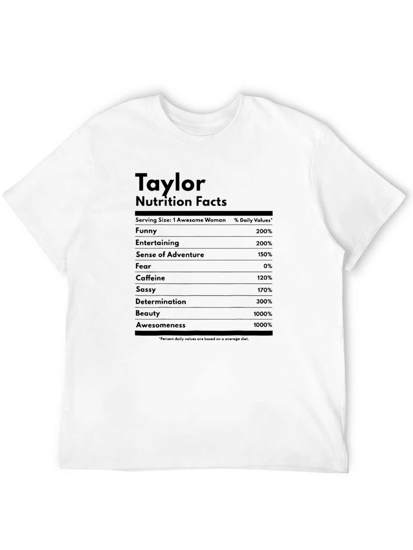 Black Taylor Nutrition Facts Graphic T-Shirt view 12