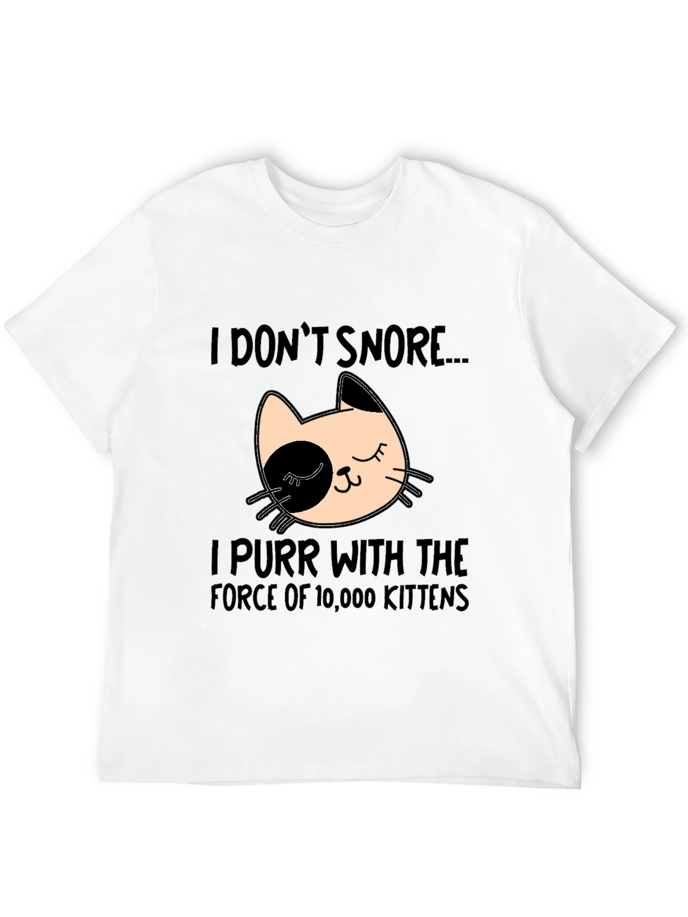 Black Funny Cat Purr T-Shirt - I Don't Snore view 12