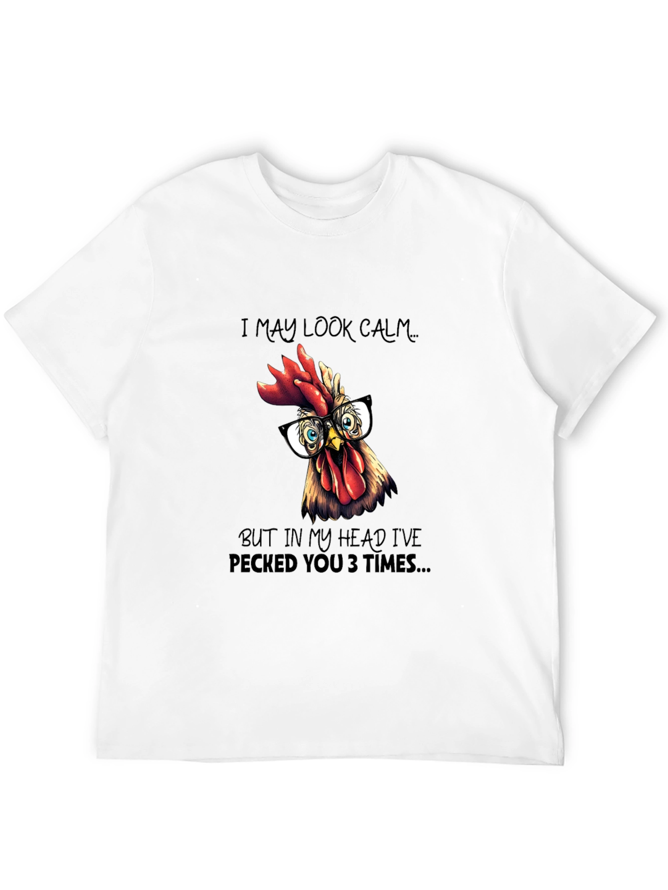 Black Funny Chicken T-Shirt - I May Look Calm view 12
