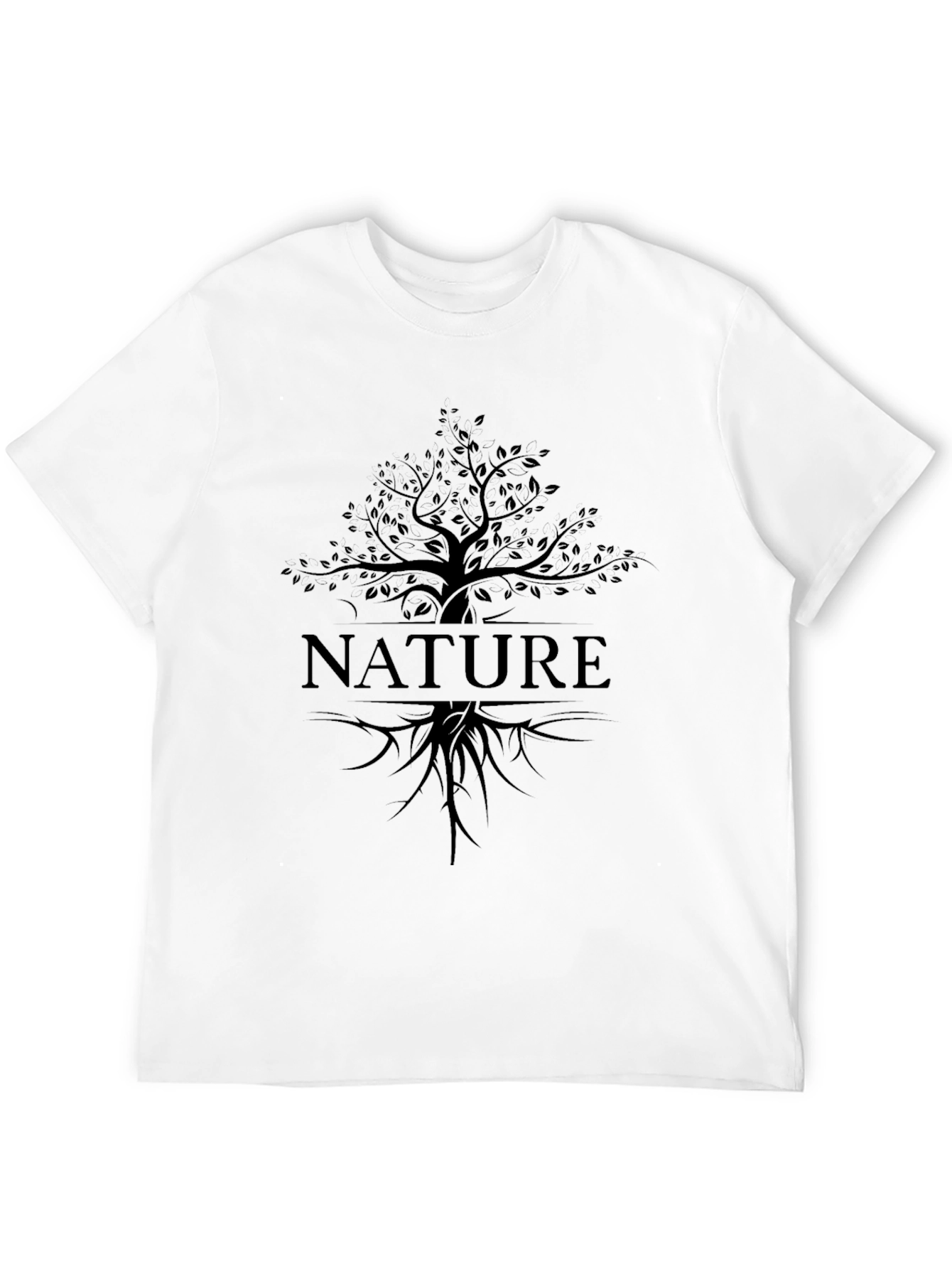Black Nature Tree Graphic Tee - Black Cotton Casual T-Shirt view 12