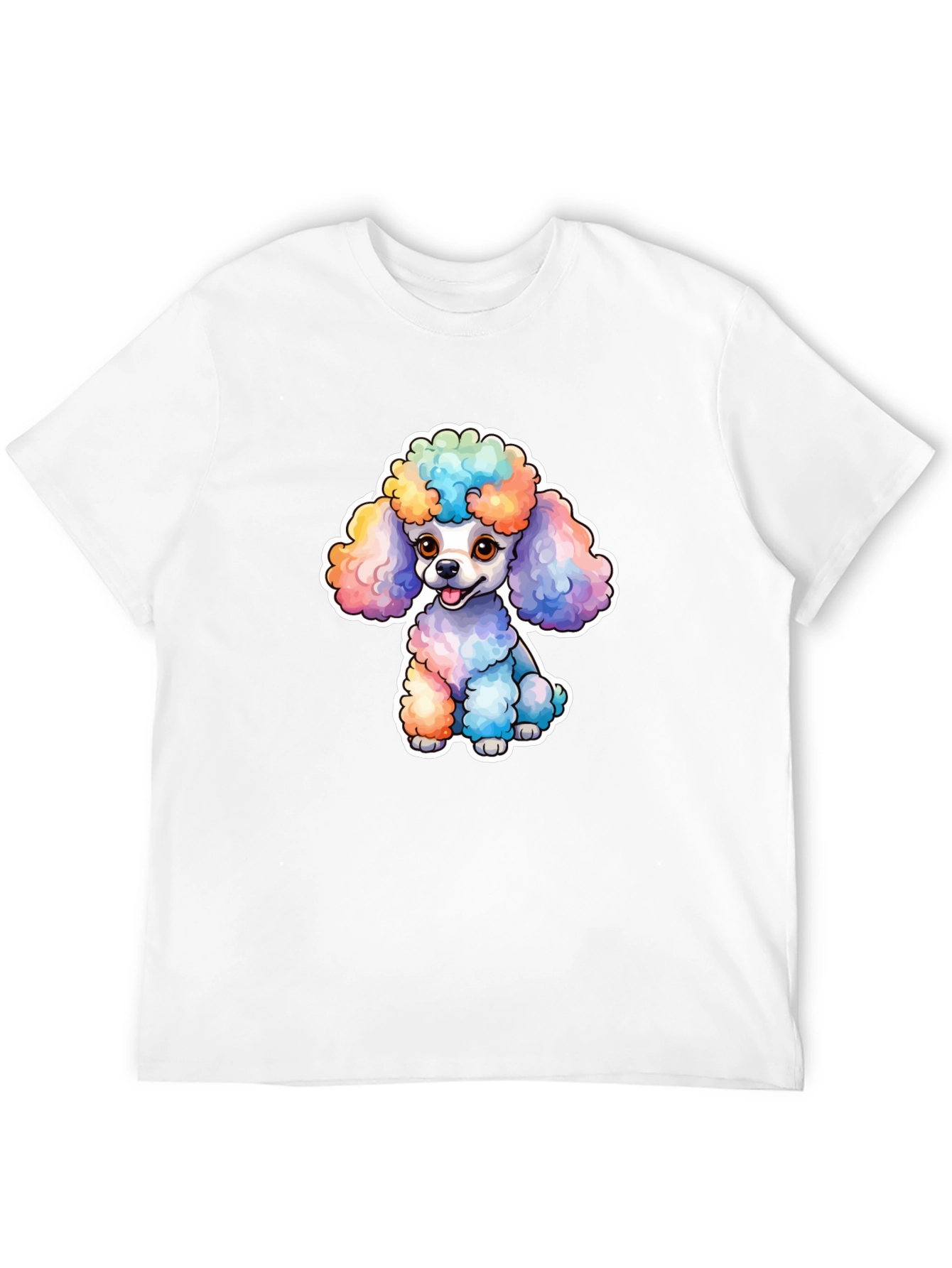 Black Rainbow Poodle Graphic Tee - Cute Dog T-Shirt view 12