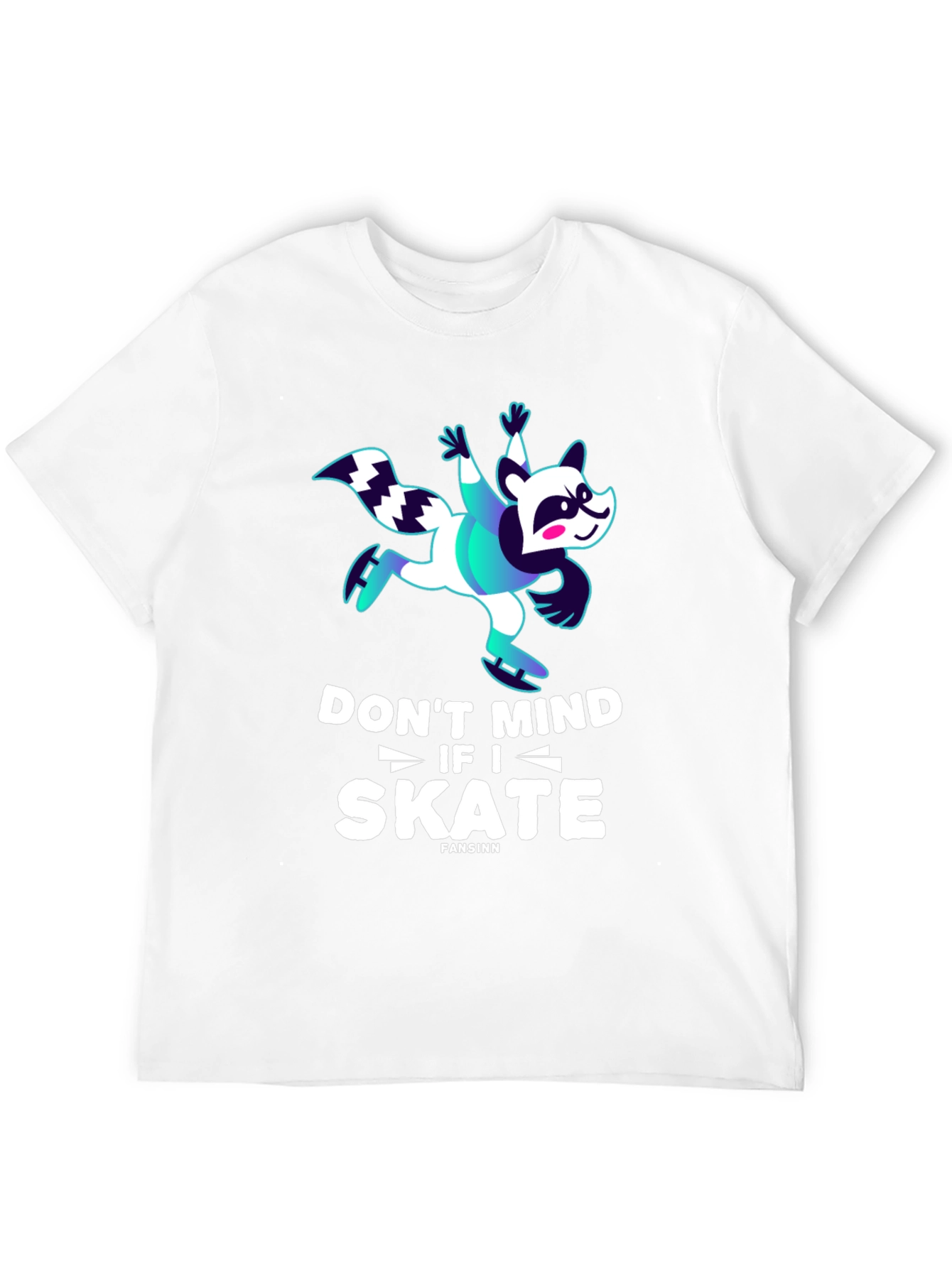 Black Funny Skater Raccoon Graphic T-Shirt view 12