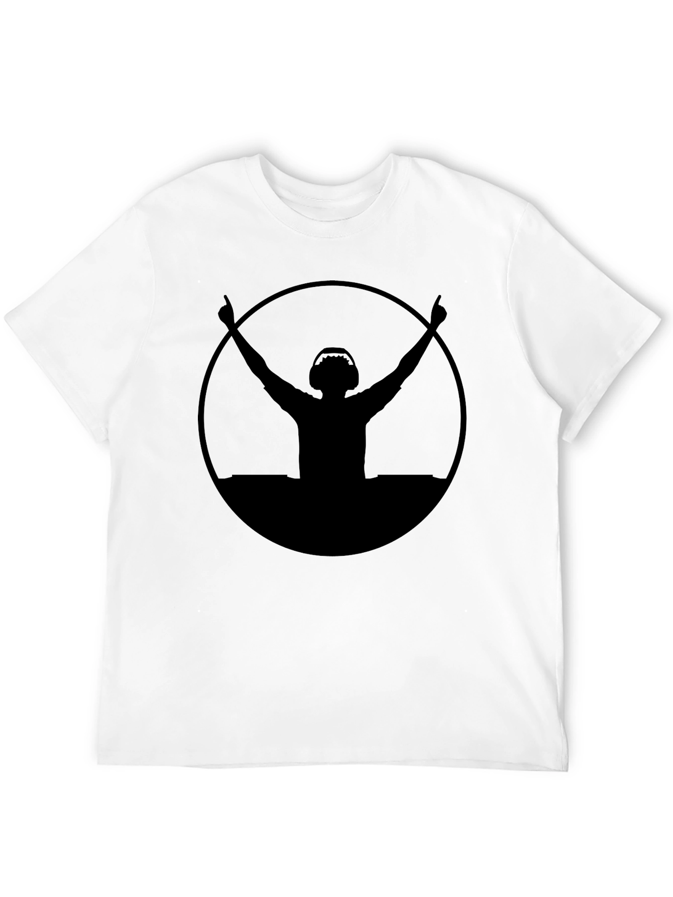 Black DJ Silhouette Graphic Tee - Black Cotton Blend view 12