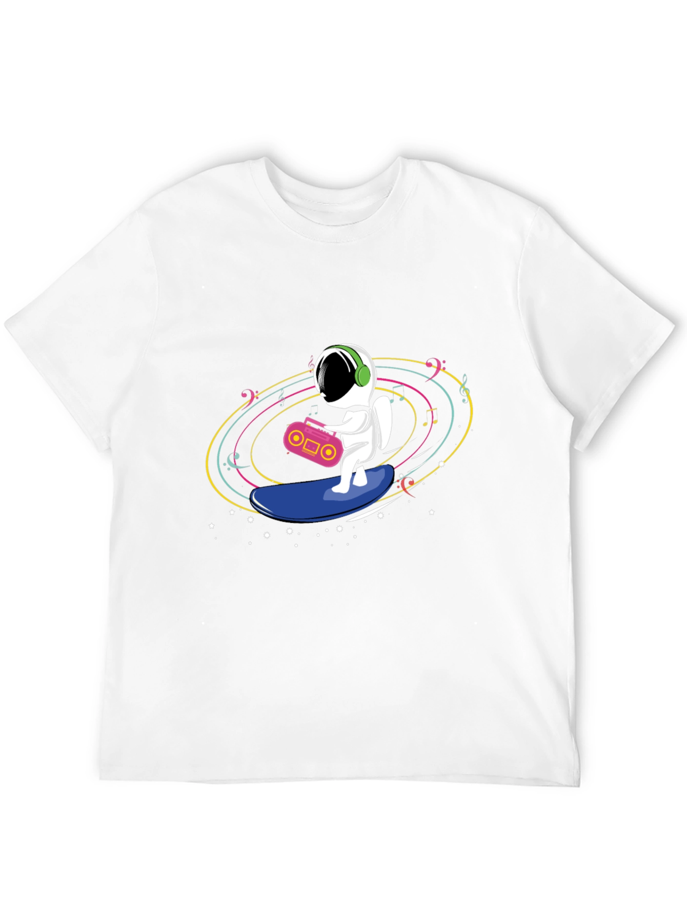 Black Astronaut Surfing T-Shirt - Space Music Vibes view 12