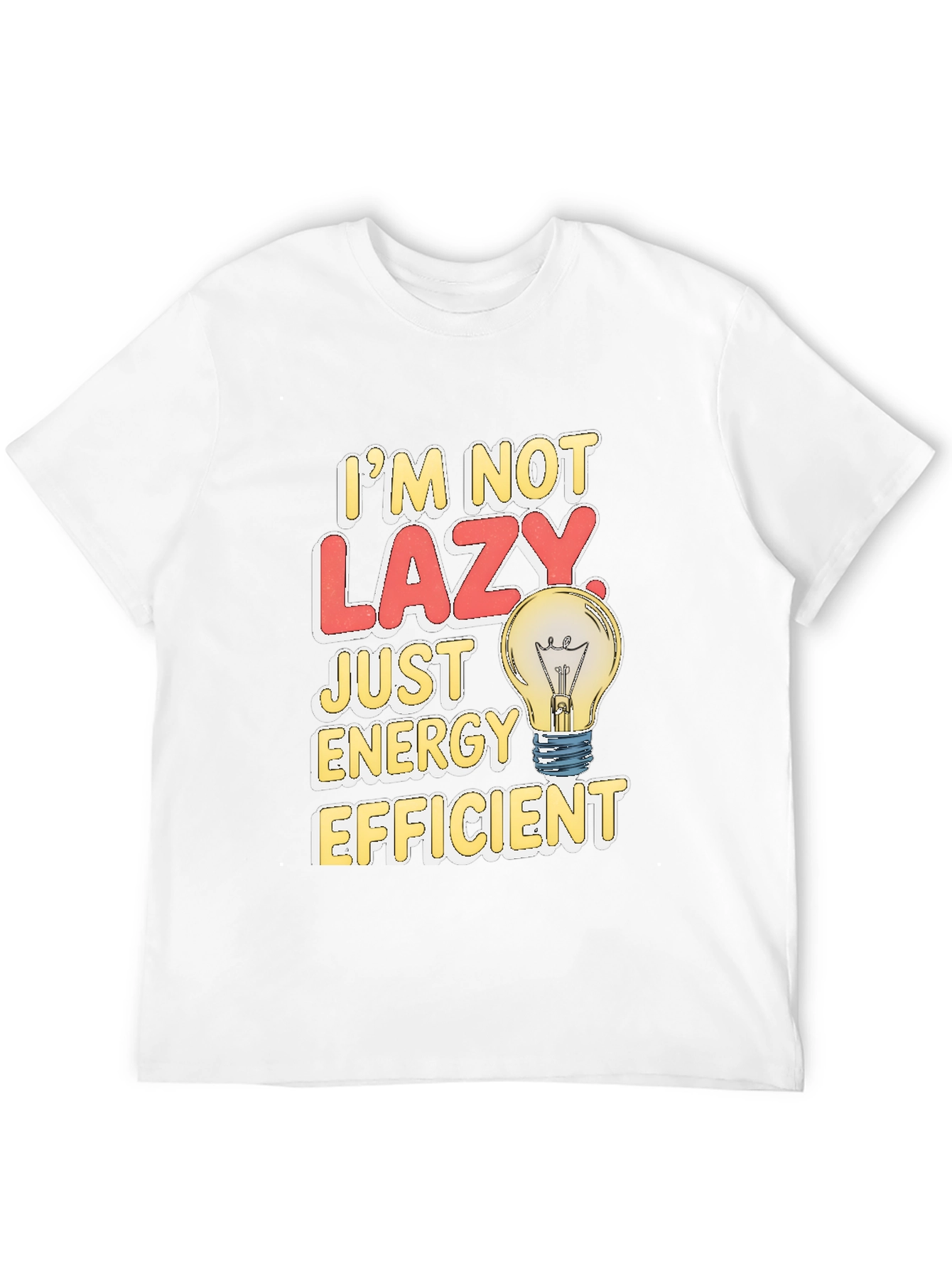 Black Funny Energy Efficient Lazy Light Bulb T-Shirt view 12