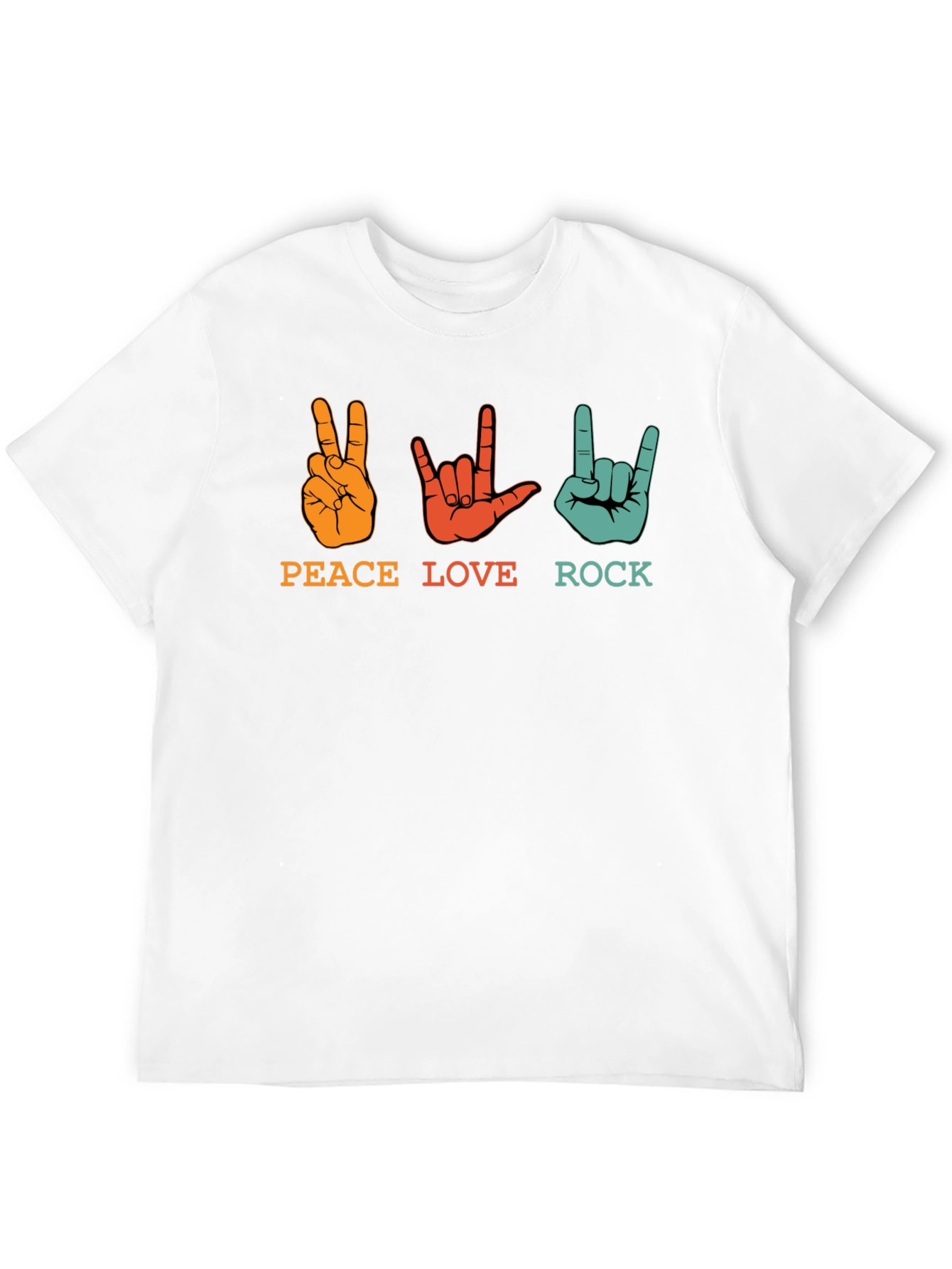 Black Peace Love Rock Graphic Tee - Black Unisex T-Shirt view 12